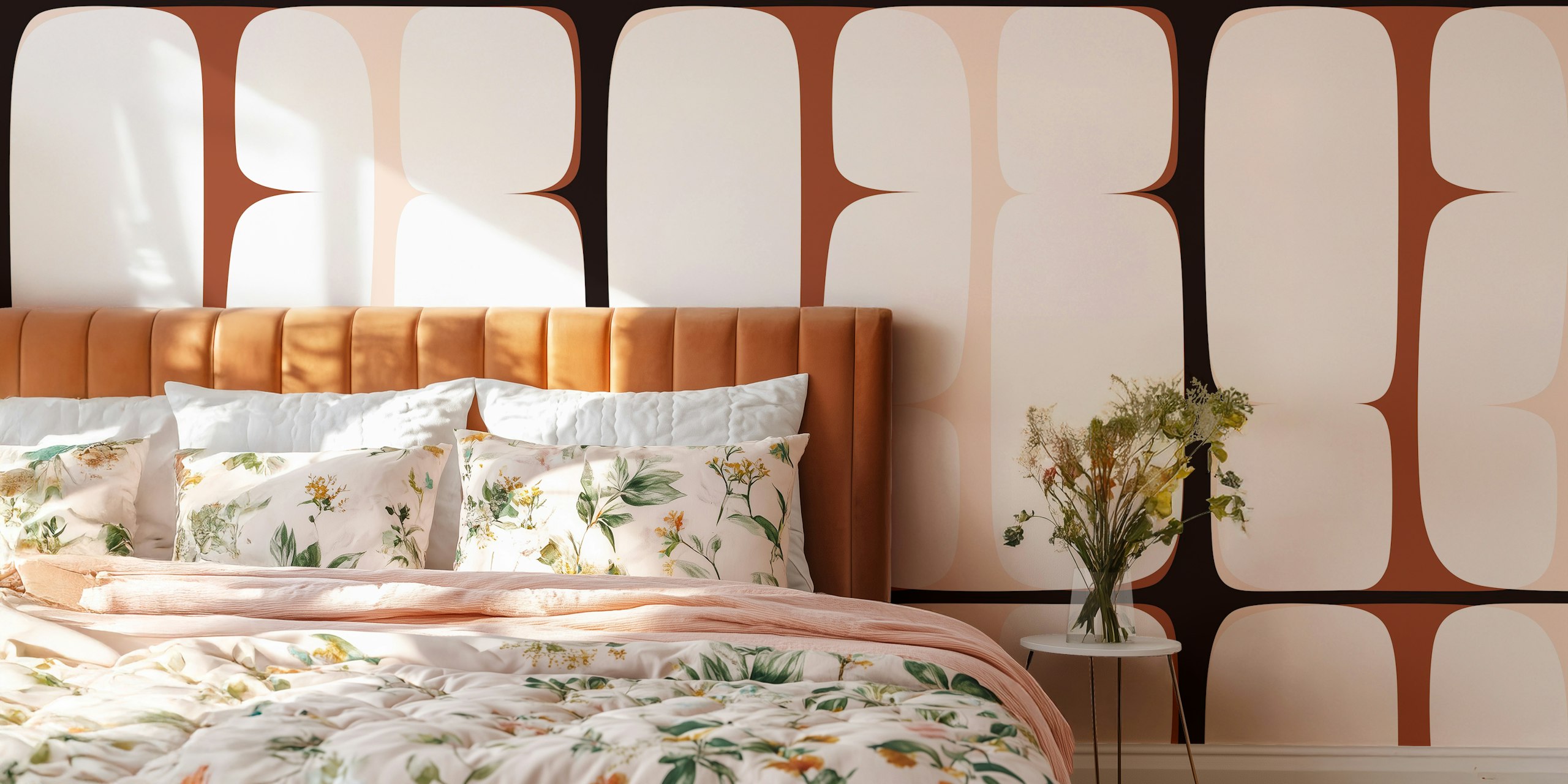 Papier peint Brown Minimal Shapes dans une pièce