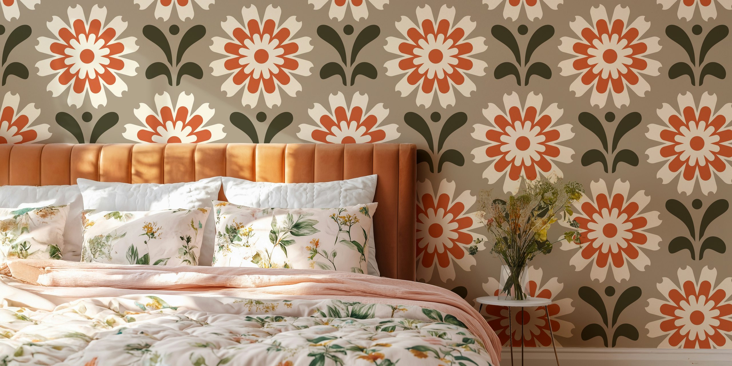 Rustic Daisy Harmony wallpaper in a room