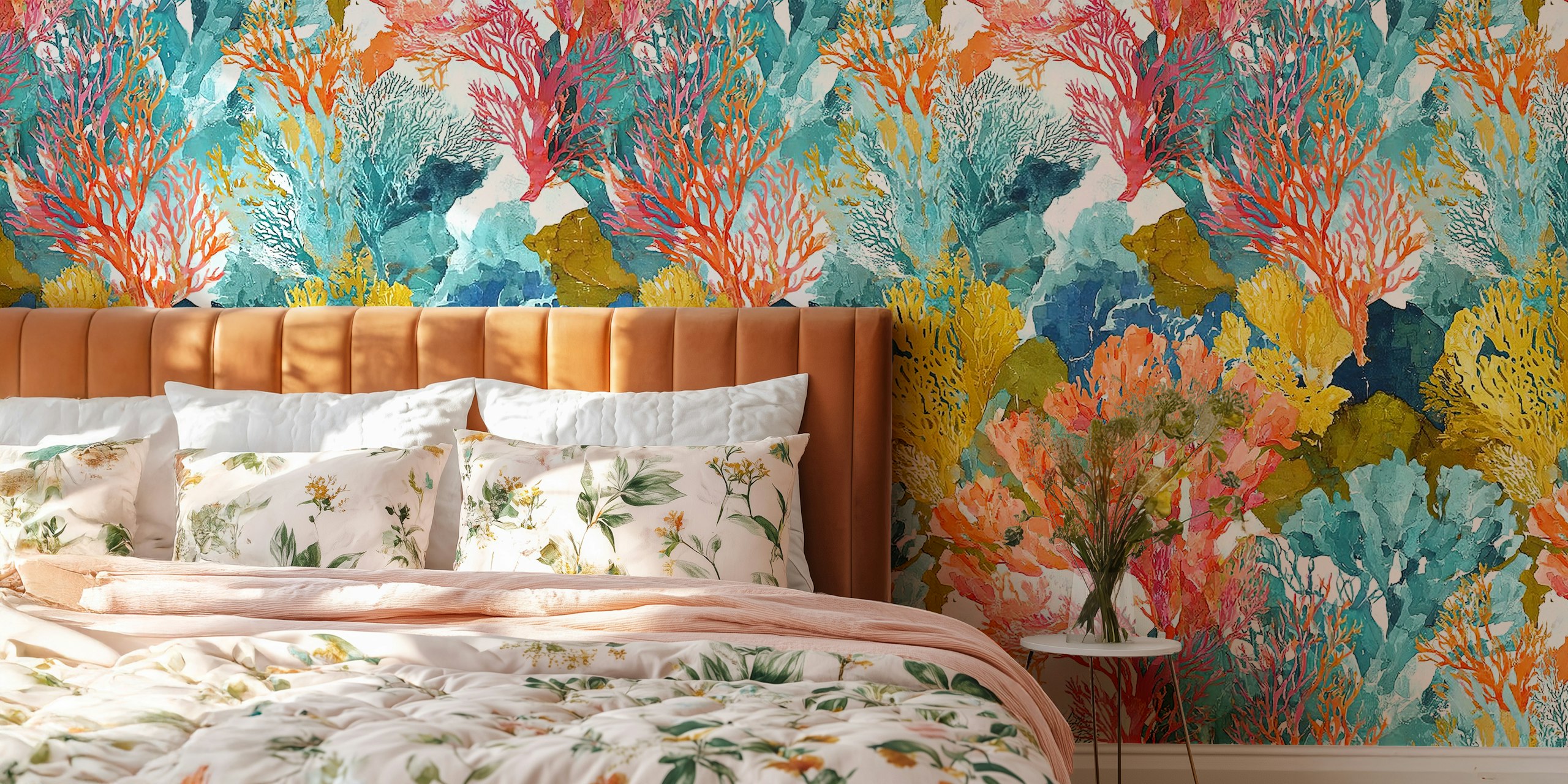 Colorful Corals tapet i en rumsinställning