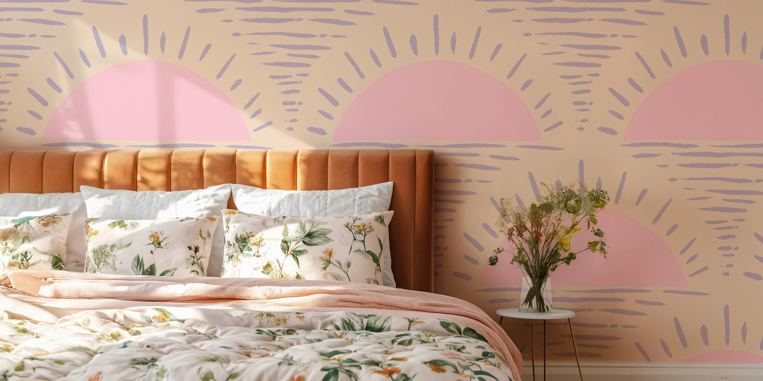 Rising Sun In Pink And Purple Hand Drawn ταπετσαρία