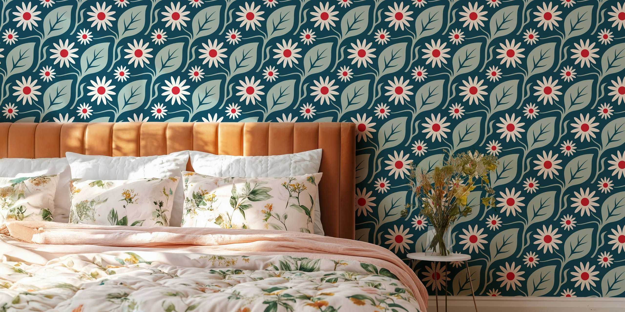 Elegant Daisy wallpaper in a room setting