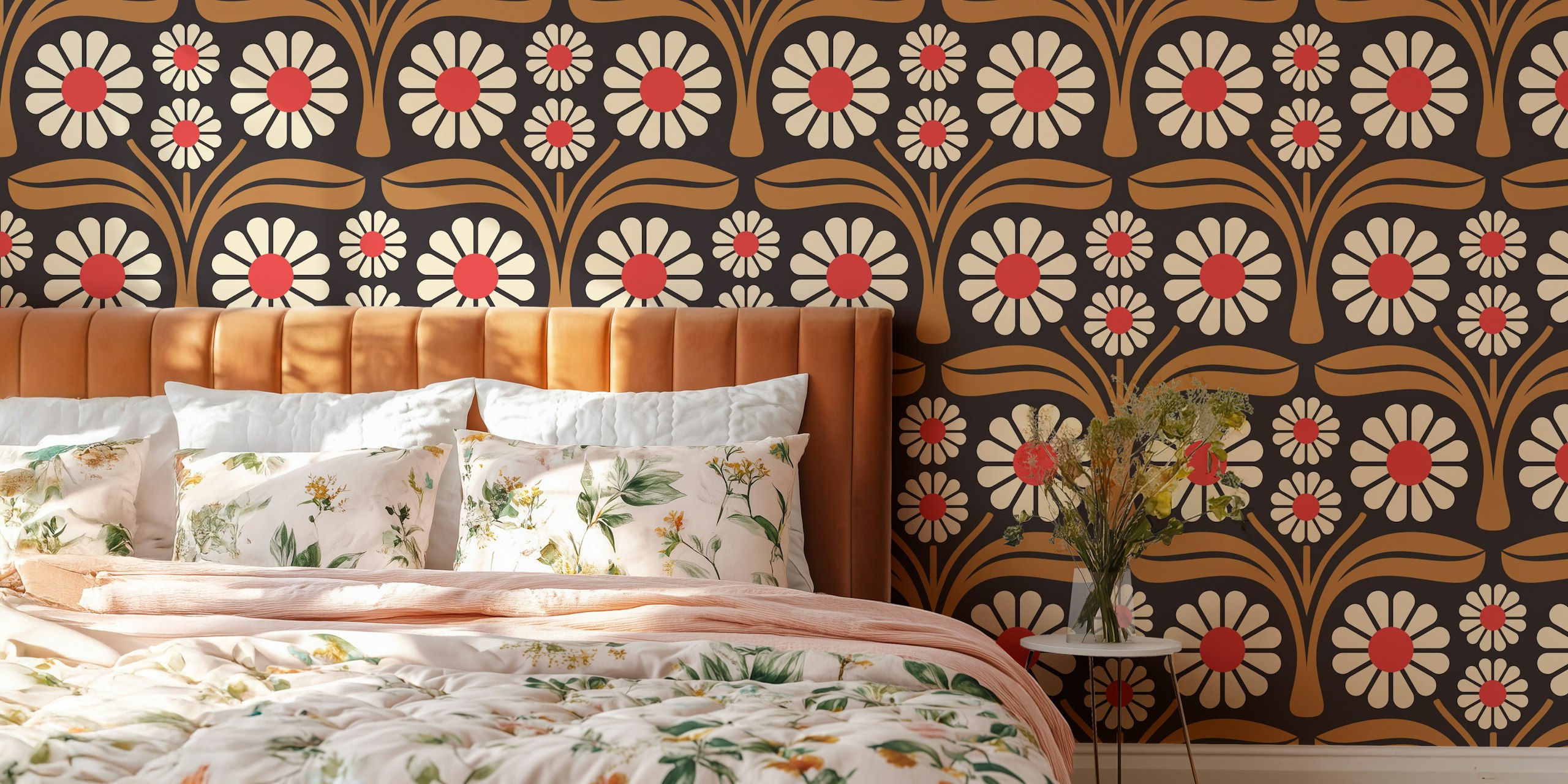Bold Daisy Retro wallpaper in a room