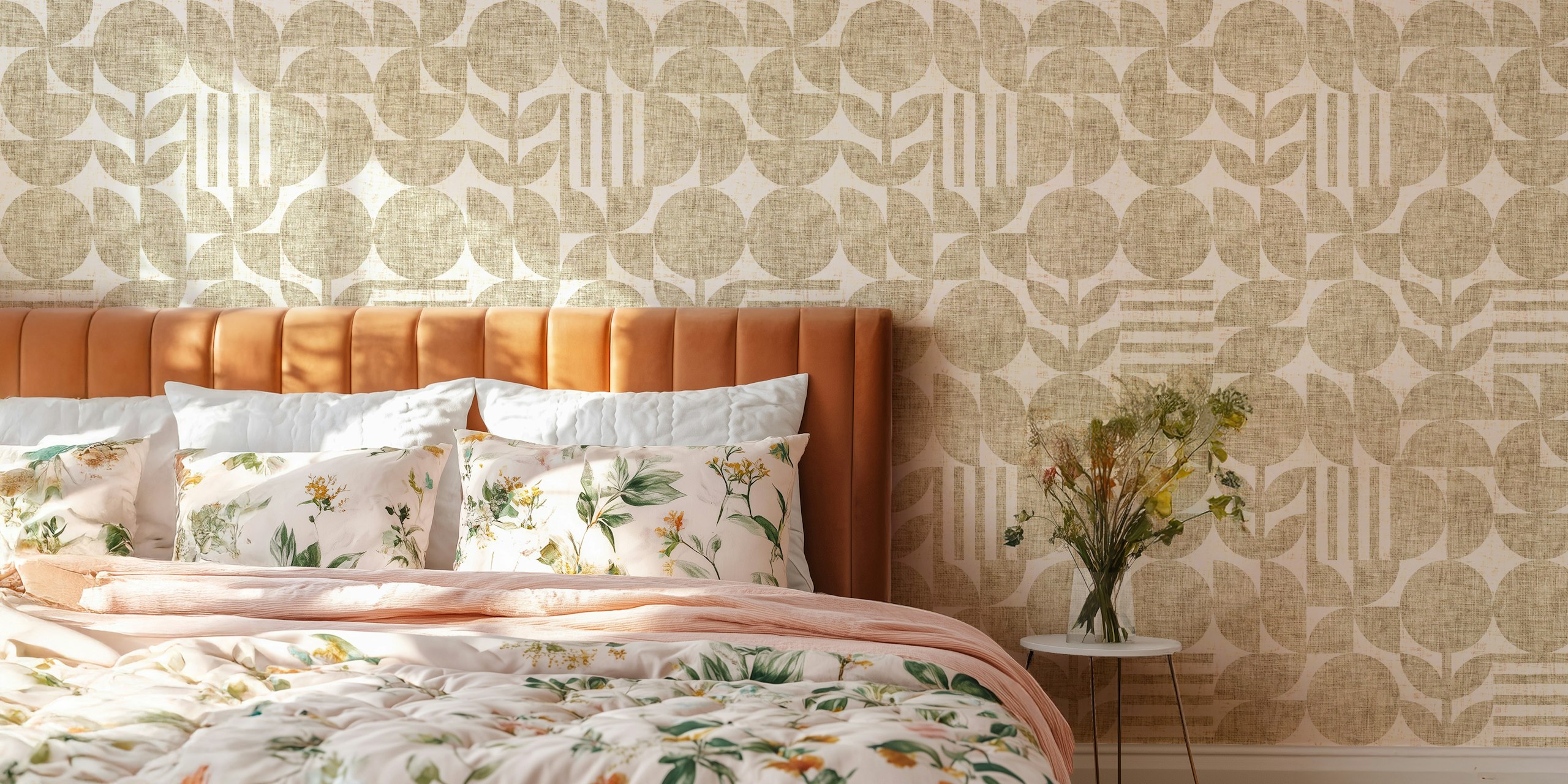 Scandi Texture Block Print en una habitación moderna