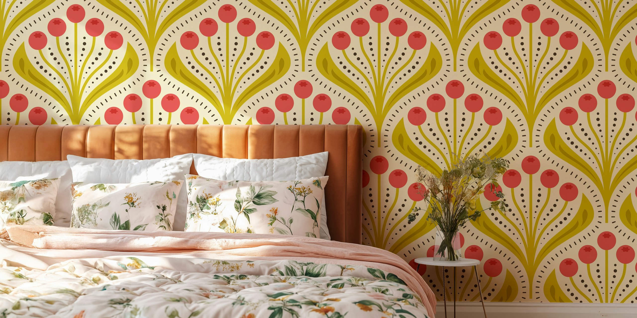 Vintage Berry Delight wallpaper i et rum
