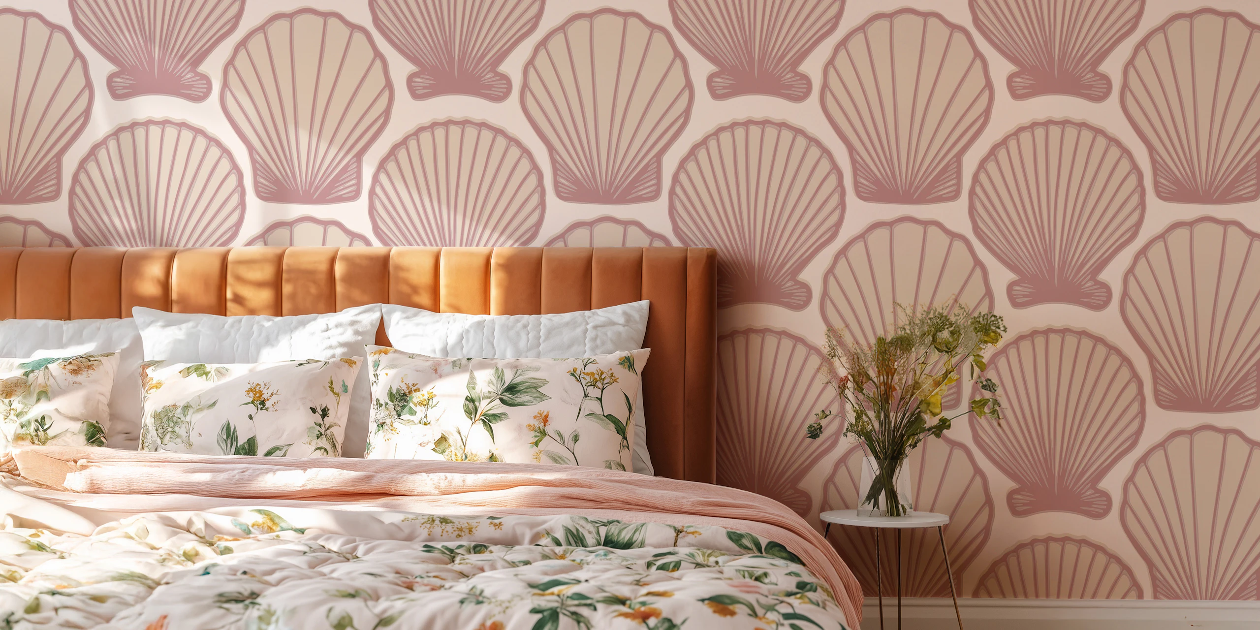Pink Scallop Shells Wallpaper for Home Decor