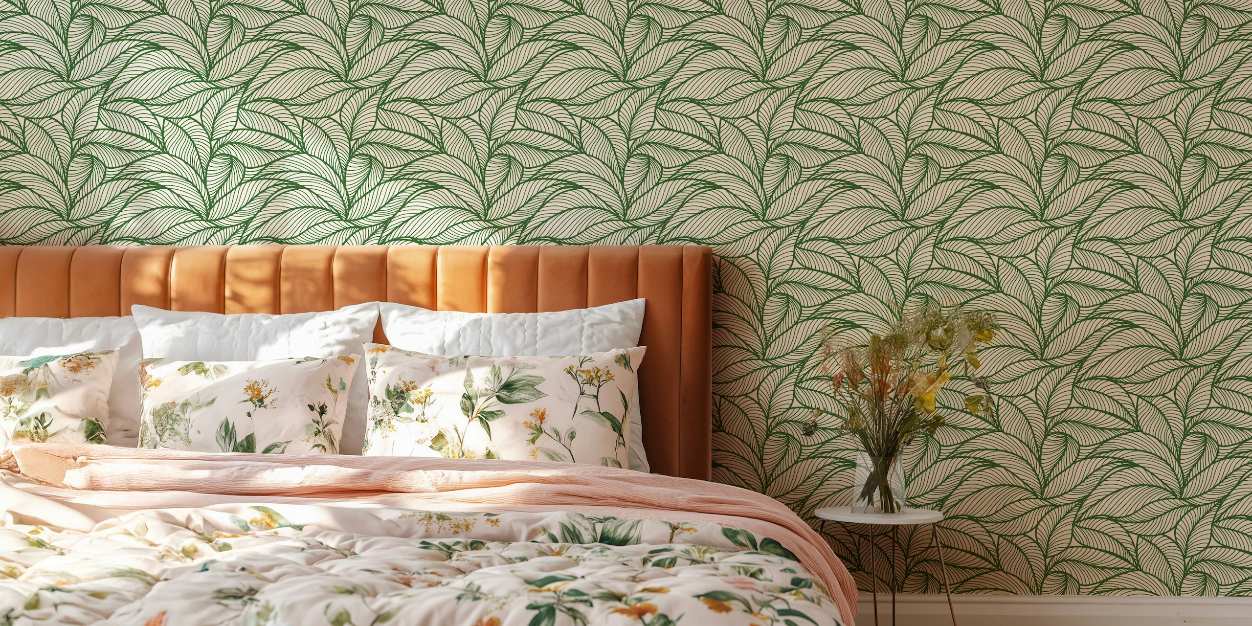 Chic Leaf Design wallpaper in a room