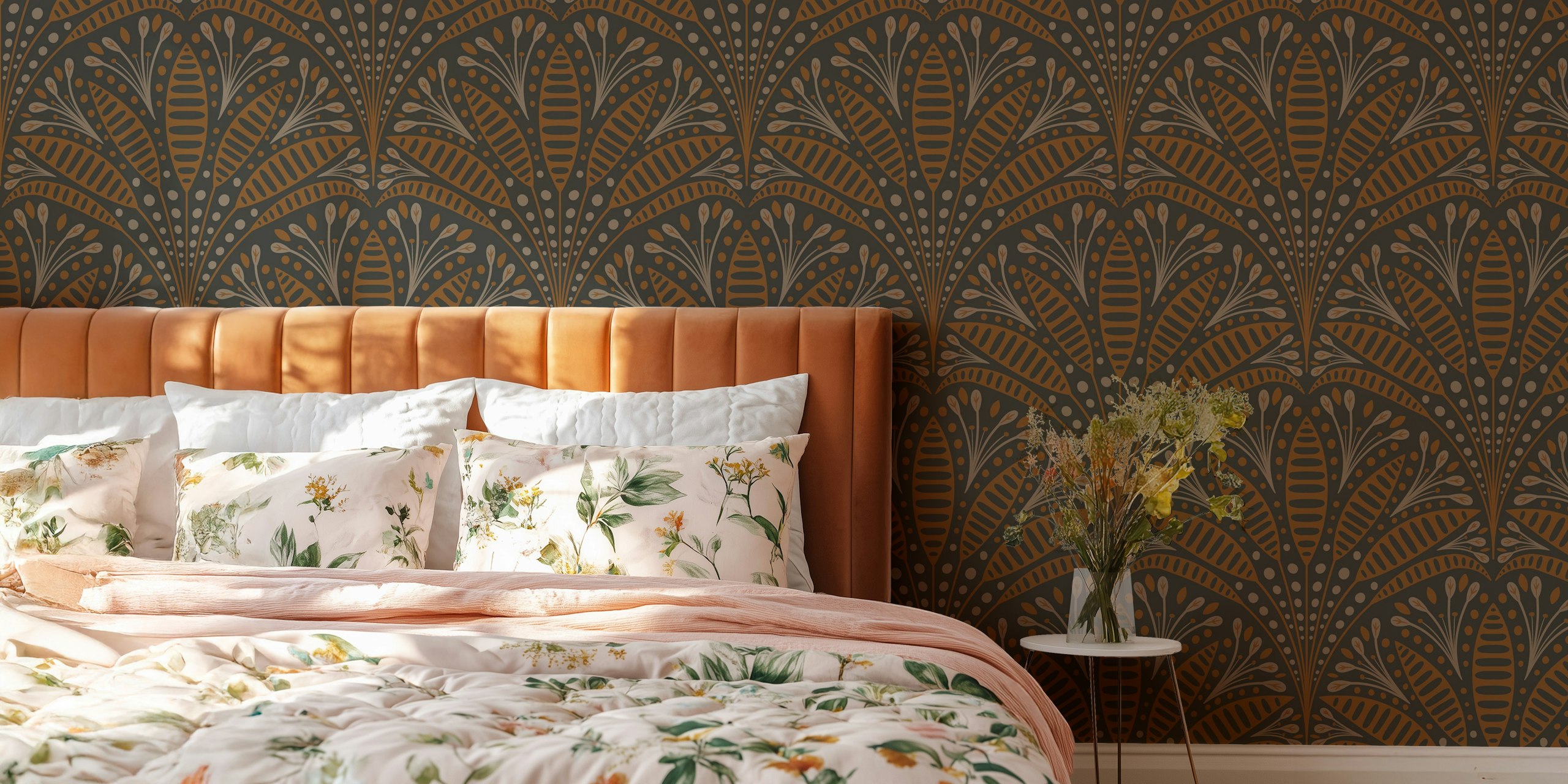 Dark Botanical Bliss wallpaper in a modern room
