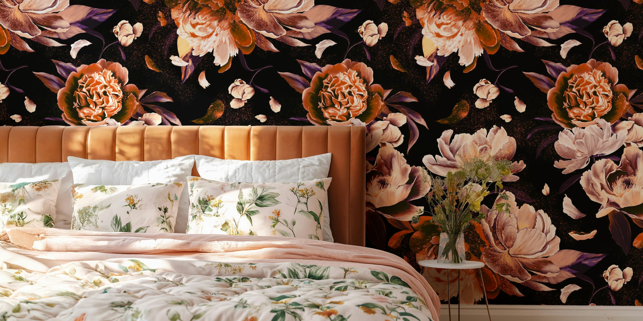 Whimsical Peonies Dark Orange Flowers v pokoji