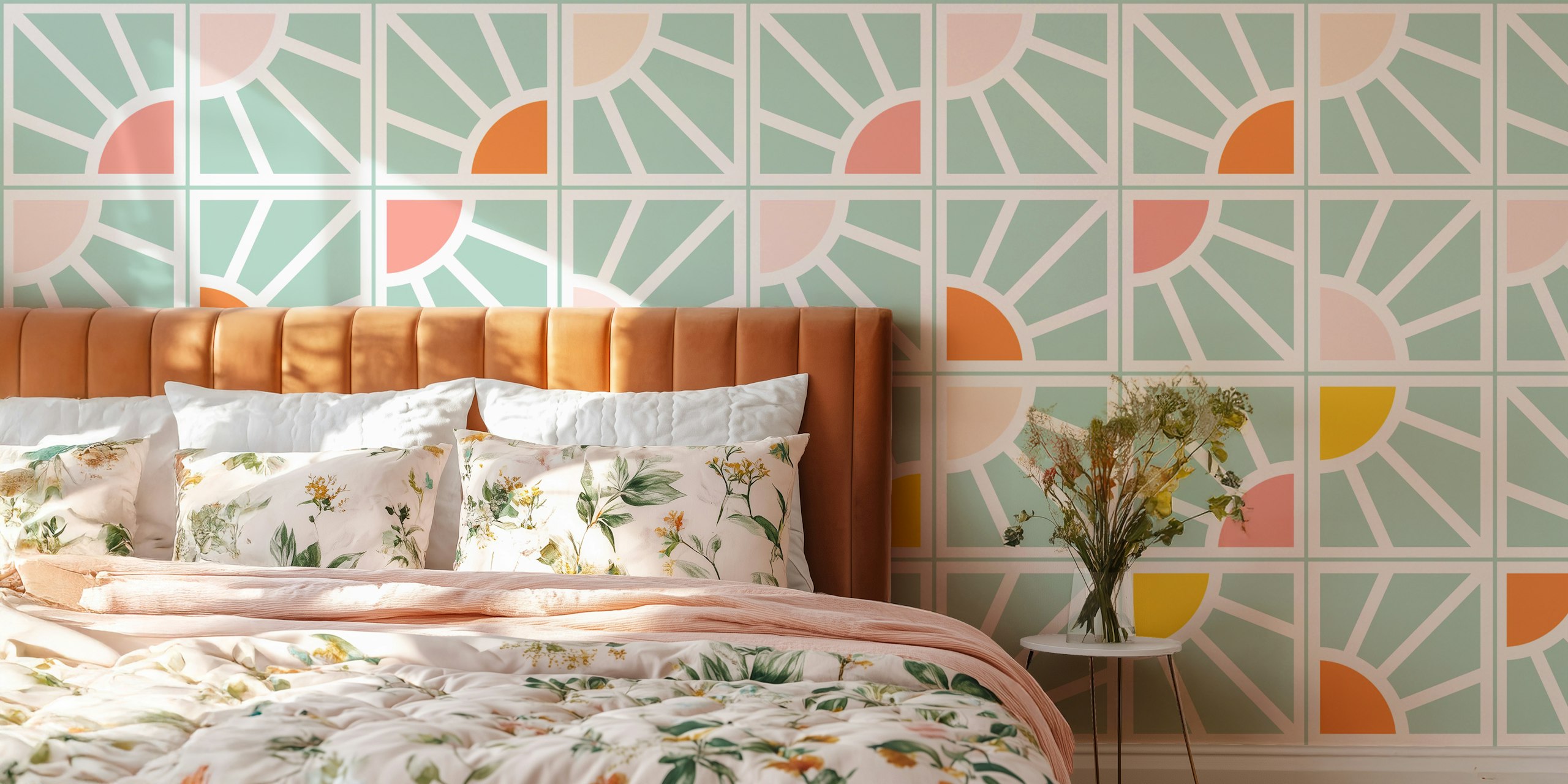 Sunburst Abstract- Opal wallpaper design
