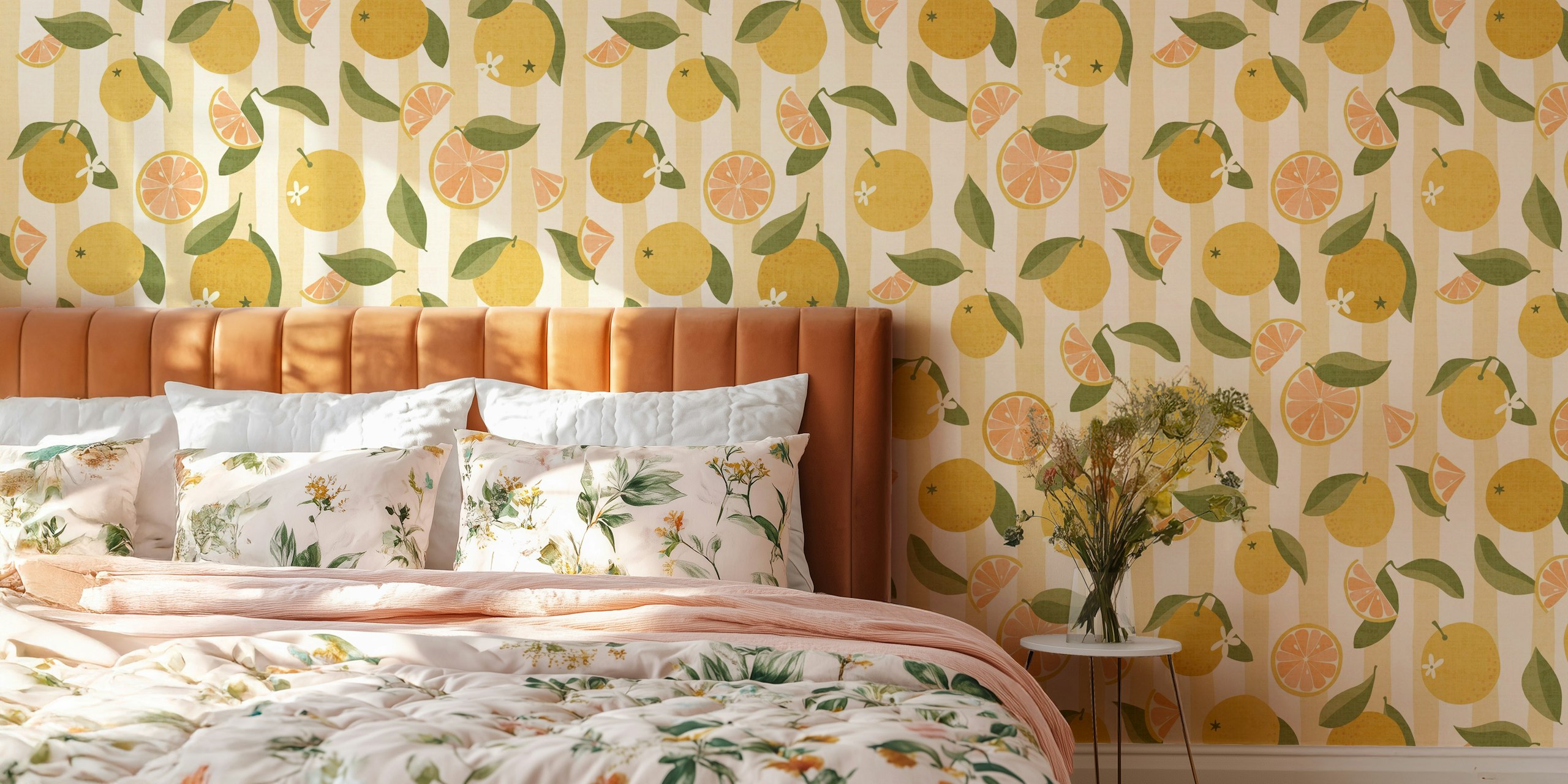 Vintage Grapefruit wallpaper in a kitchen