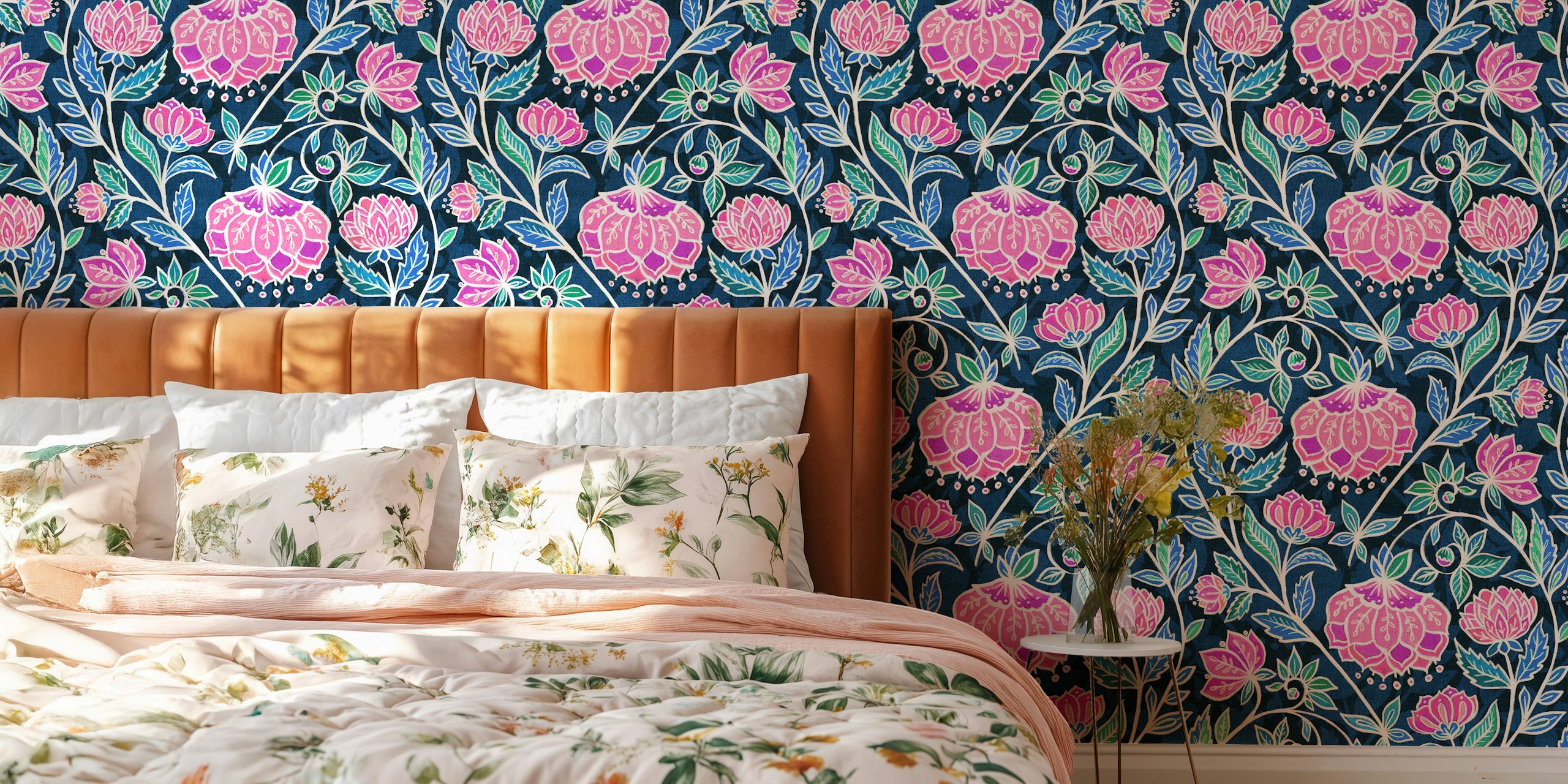 Tapeta kwiatowa Chalk Chintz w pokoju