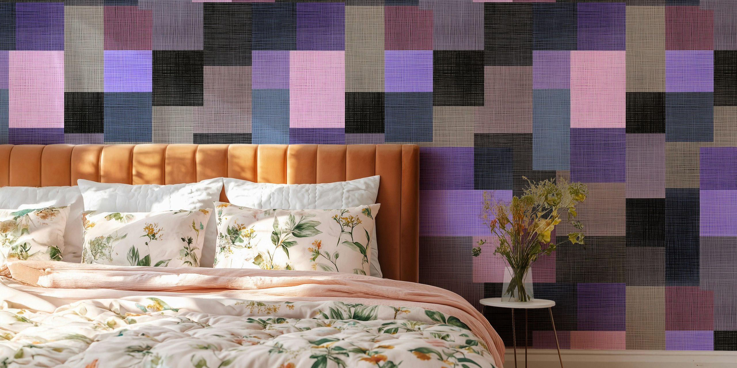 Tapeta Purple and Black Mosaic v pokoji