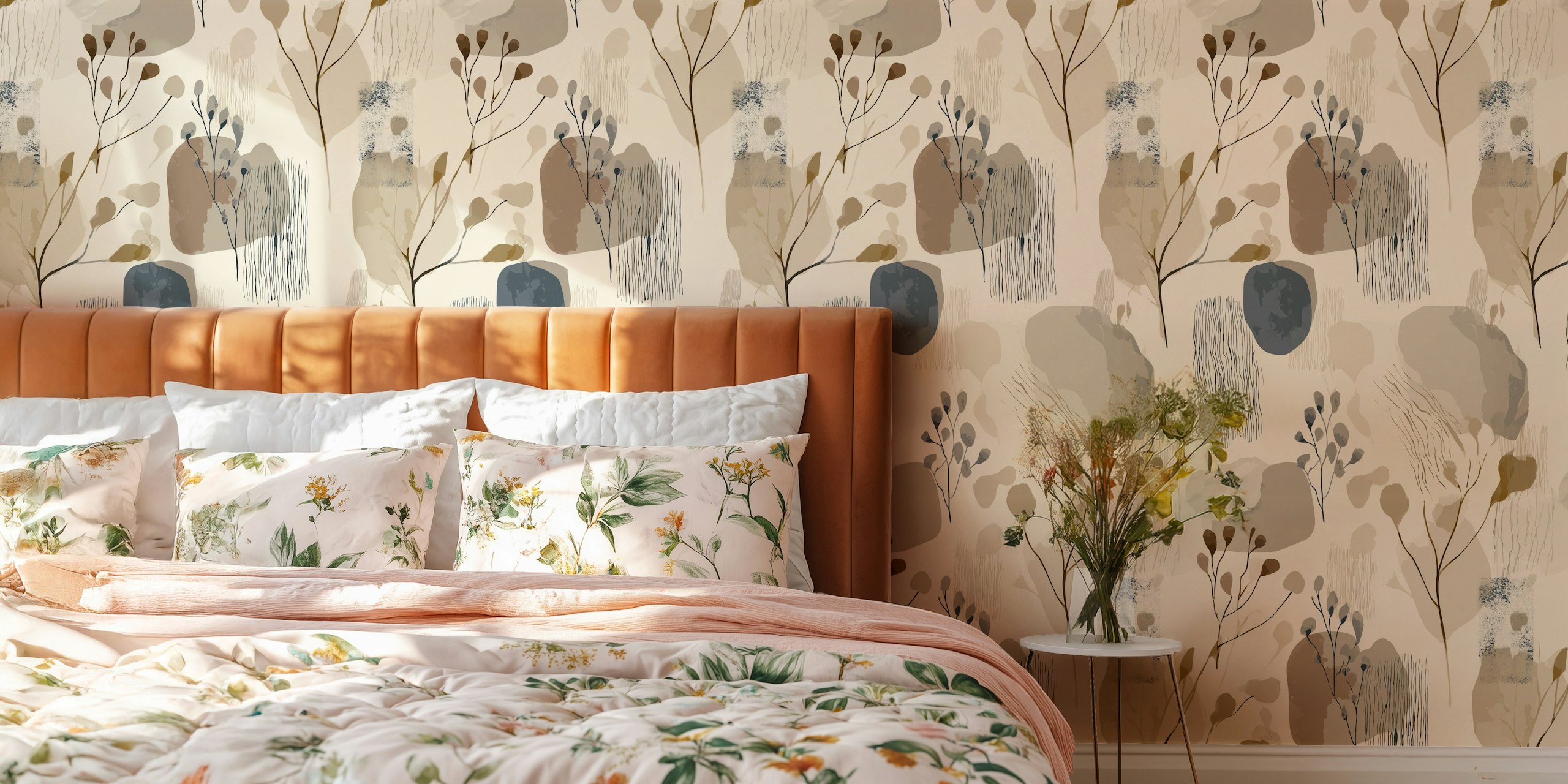 Abstract Nature Hues tapet i ett rum