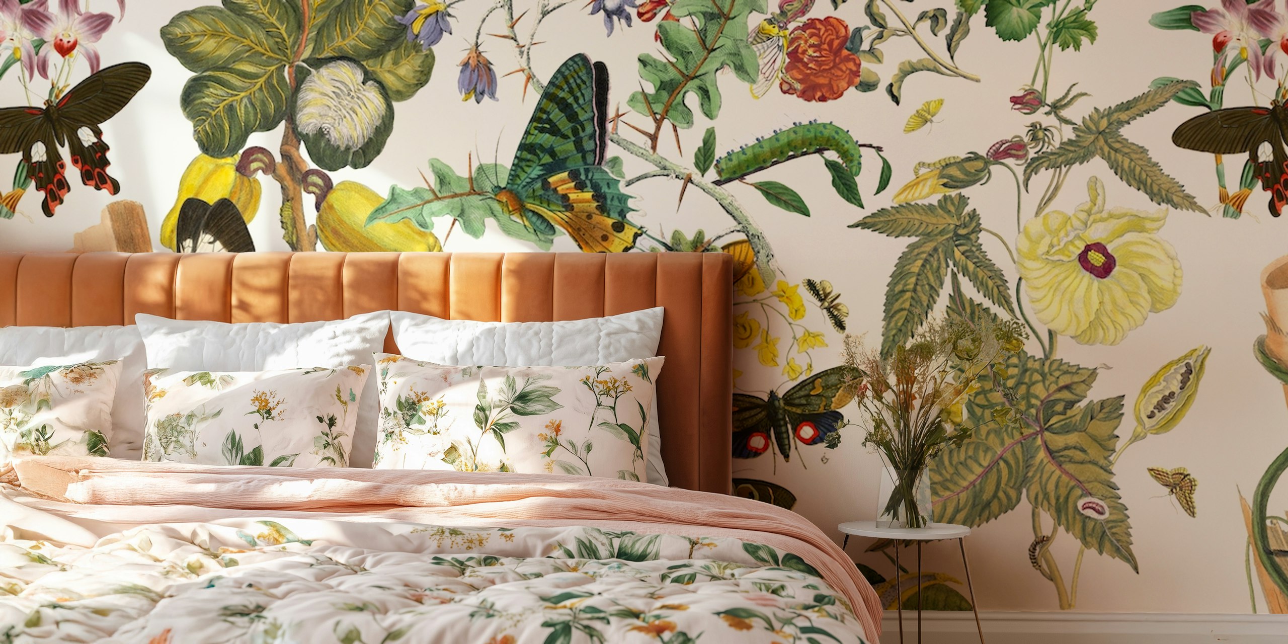 Monarca wallpaper featuring butterflies and botanical design