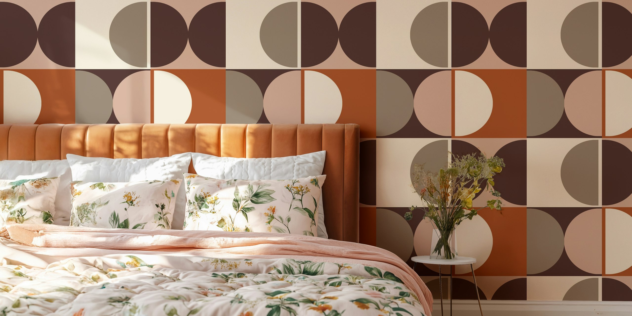 Play - Bronze 2 geometric shapes mural with earthy tones