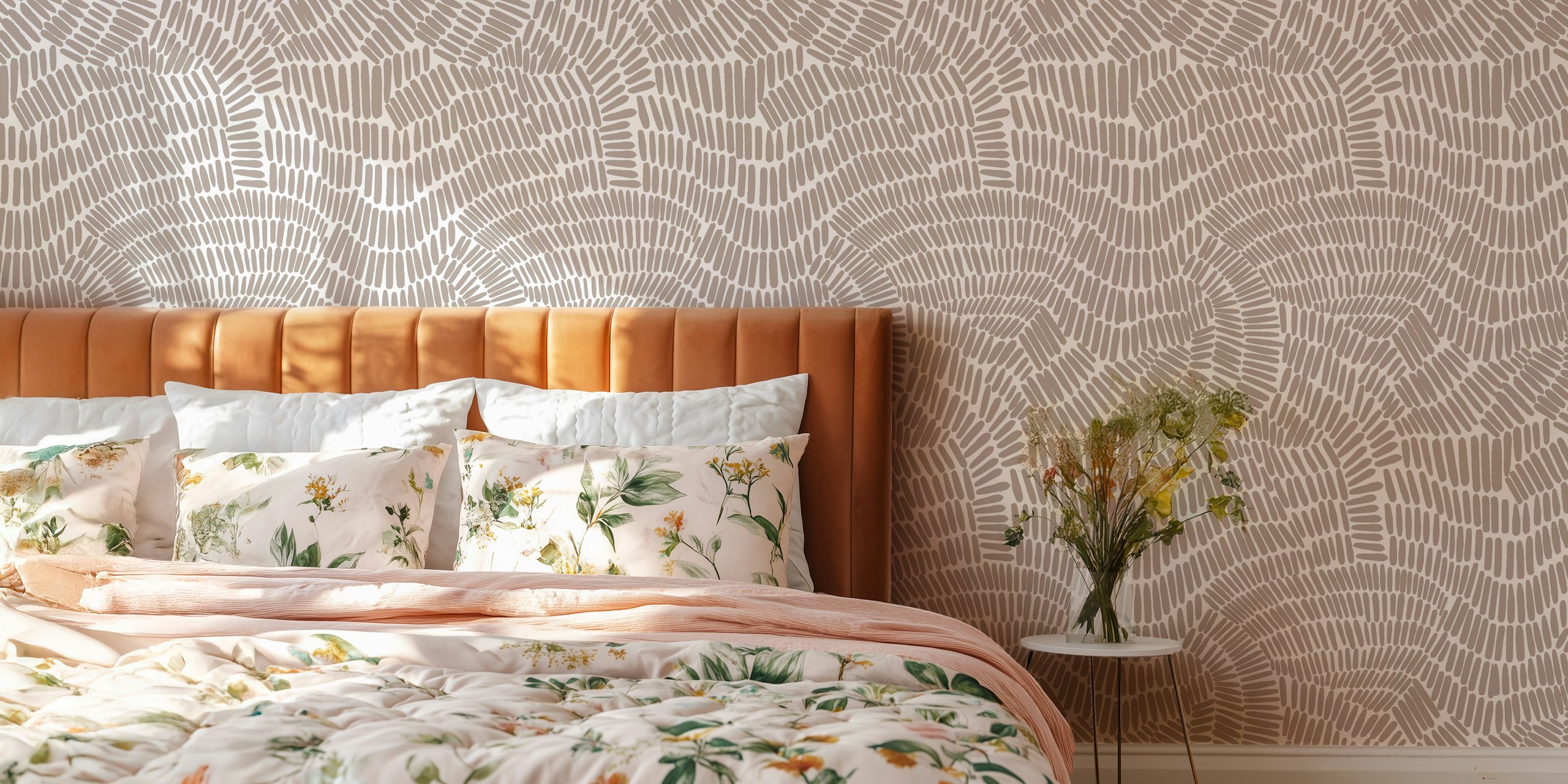 Beige abstract linework pattern wallpaper