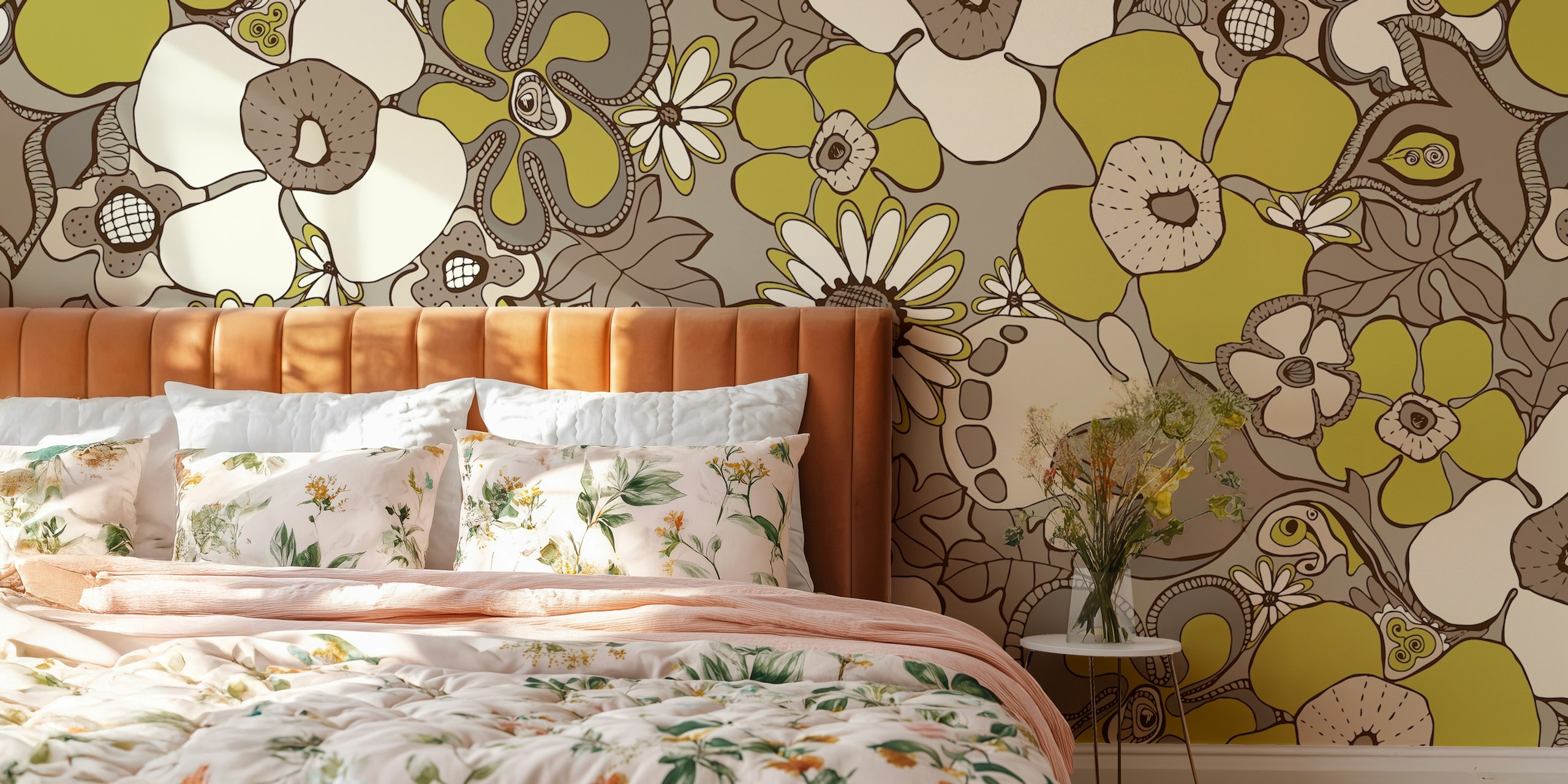 Floral Doodles wallpaper huoneasetelmassa