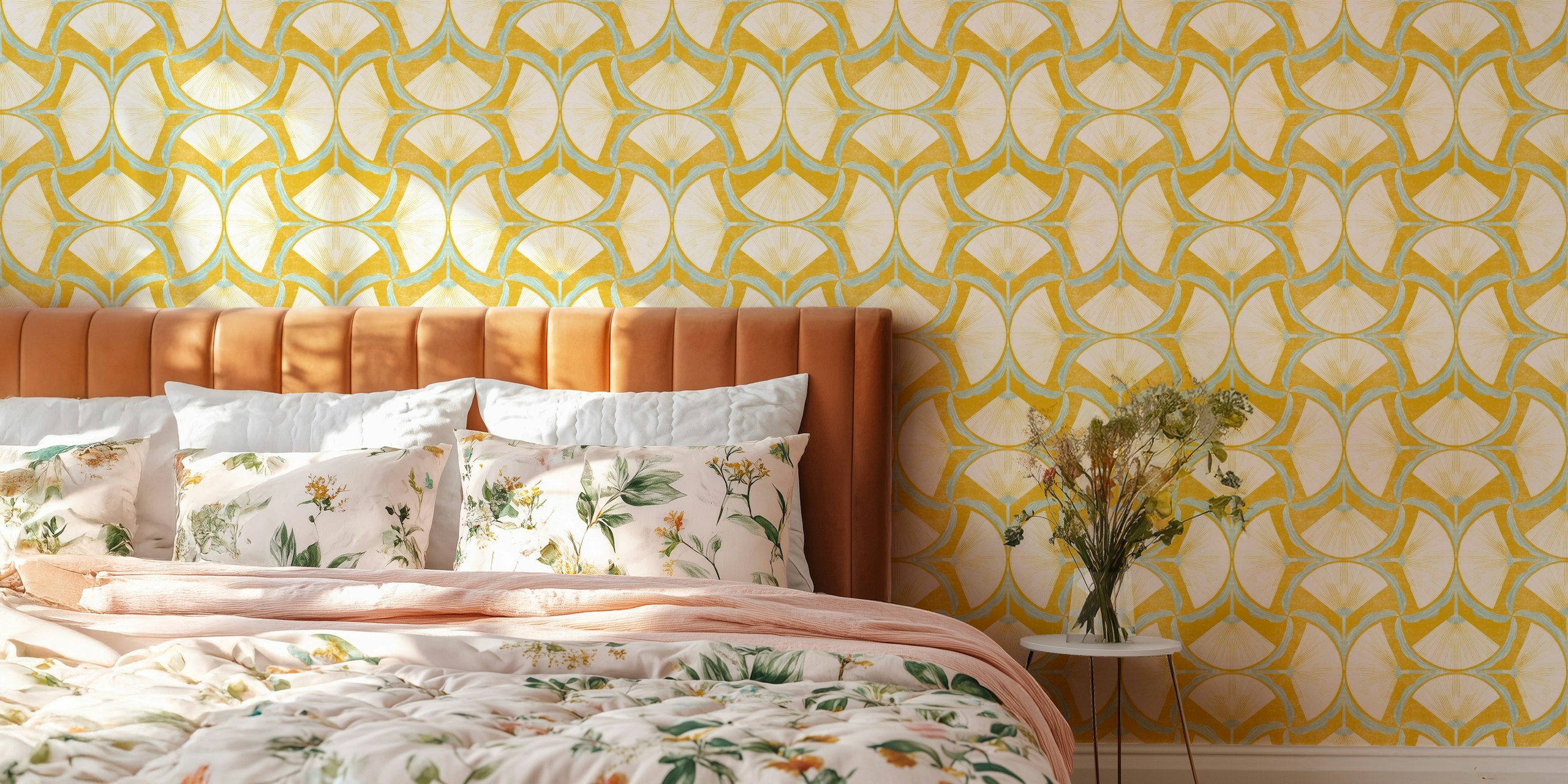 Floral Harmony Tapetdesign in einem Raum