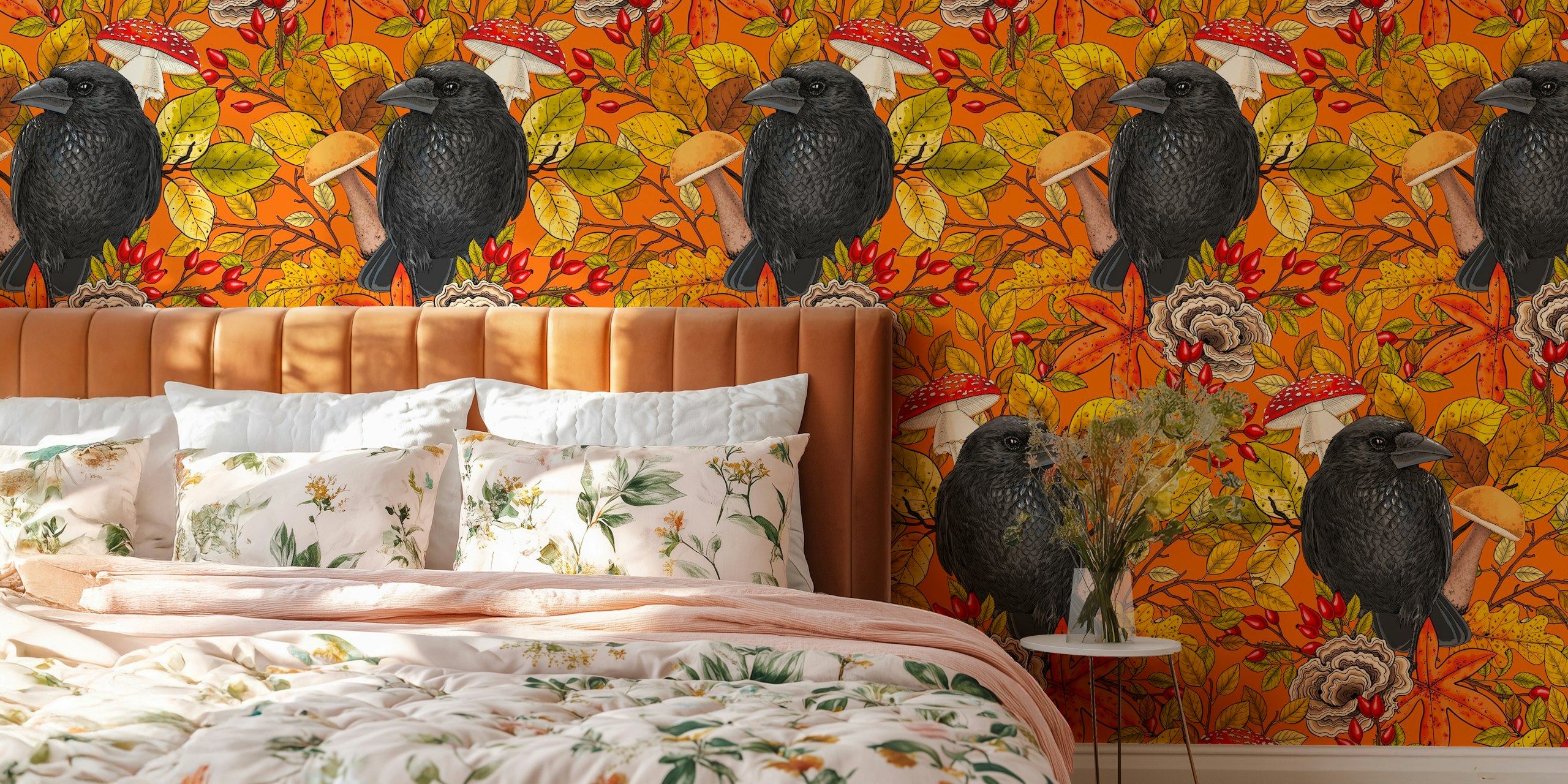 Autumn raven wallpaper u živopisnoj sobi