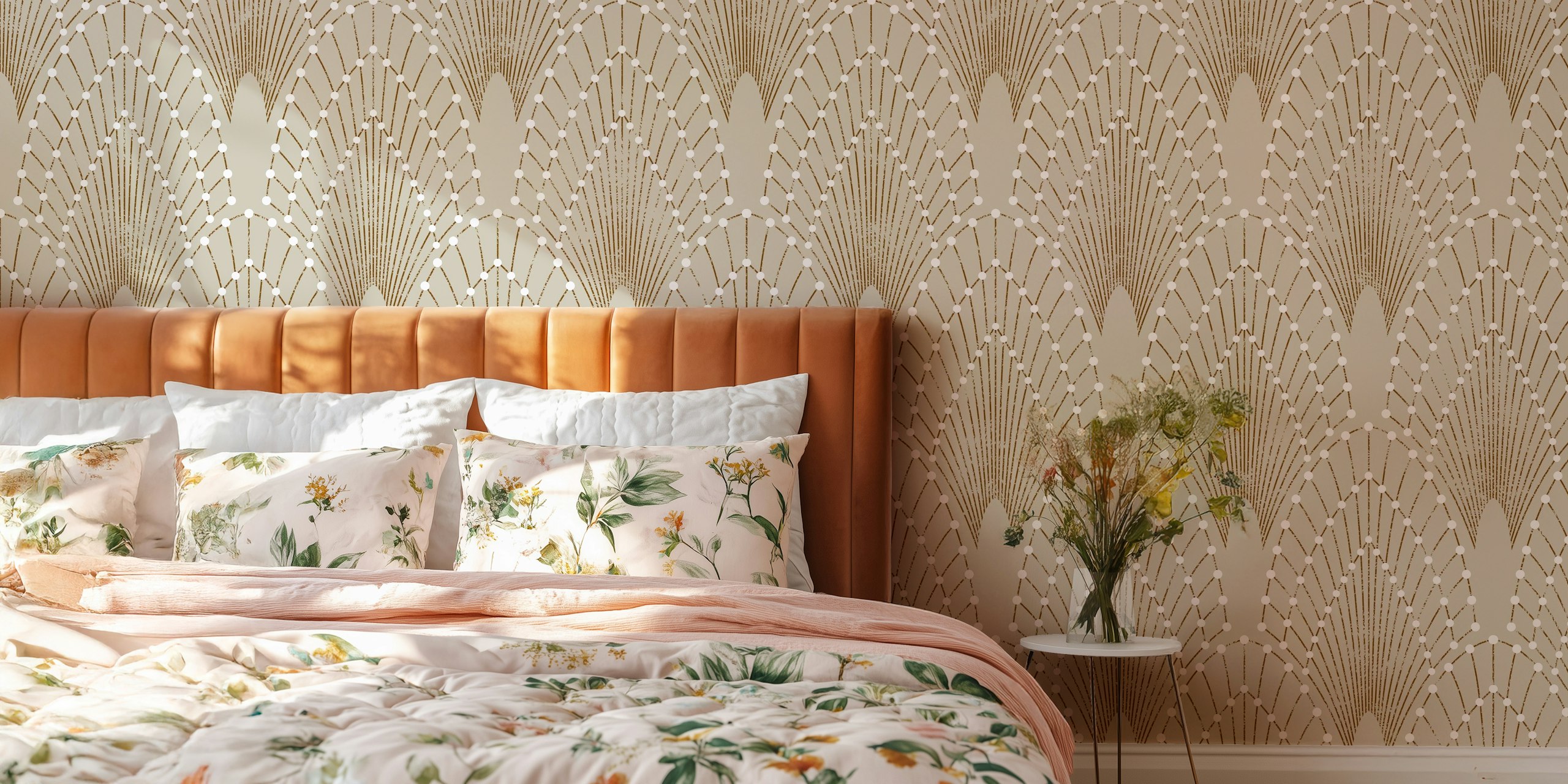 Art Deco Glam beige wallpaper in a room