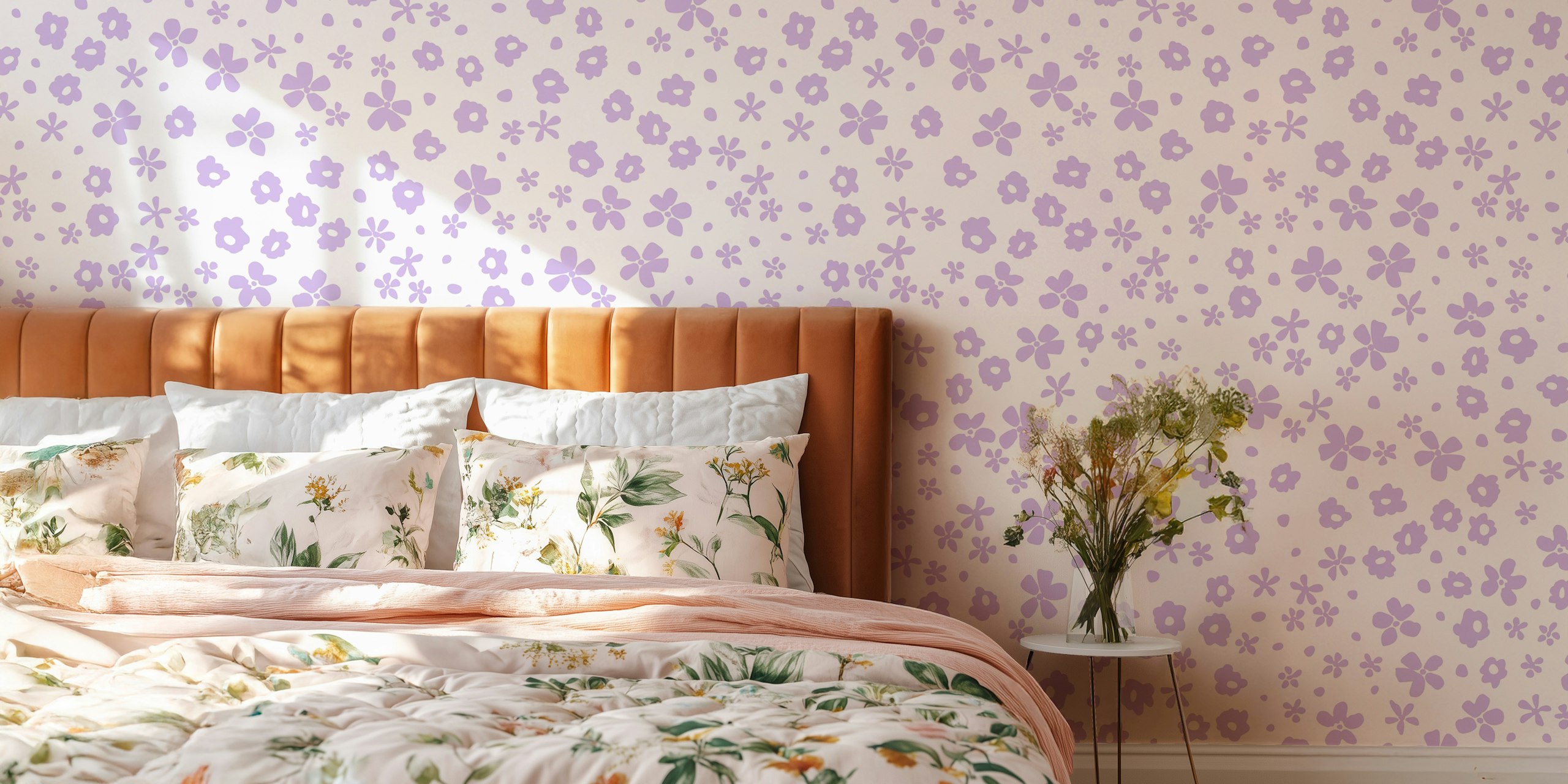 Lavender flowers on a white background floral wallpaper