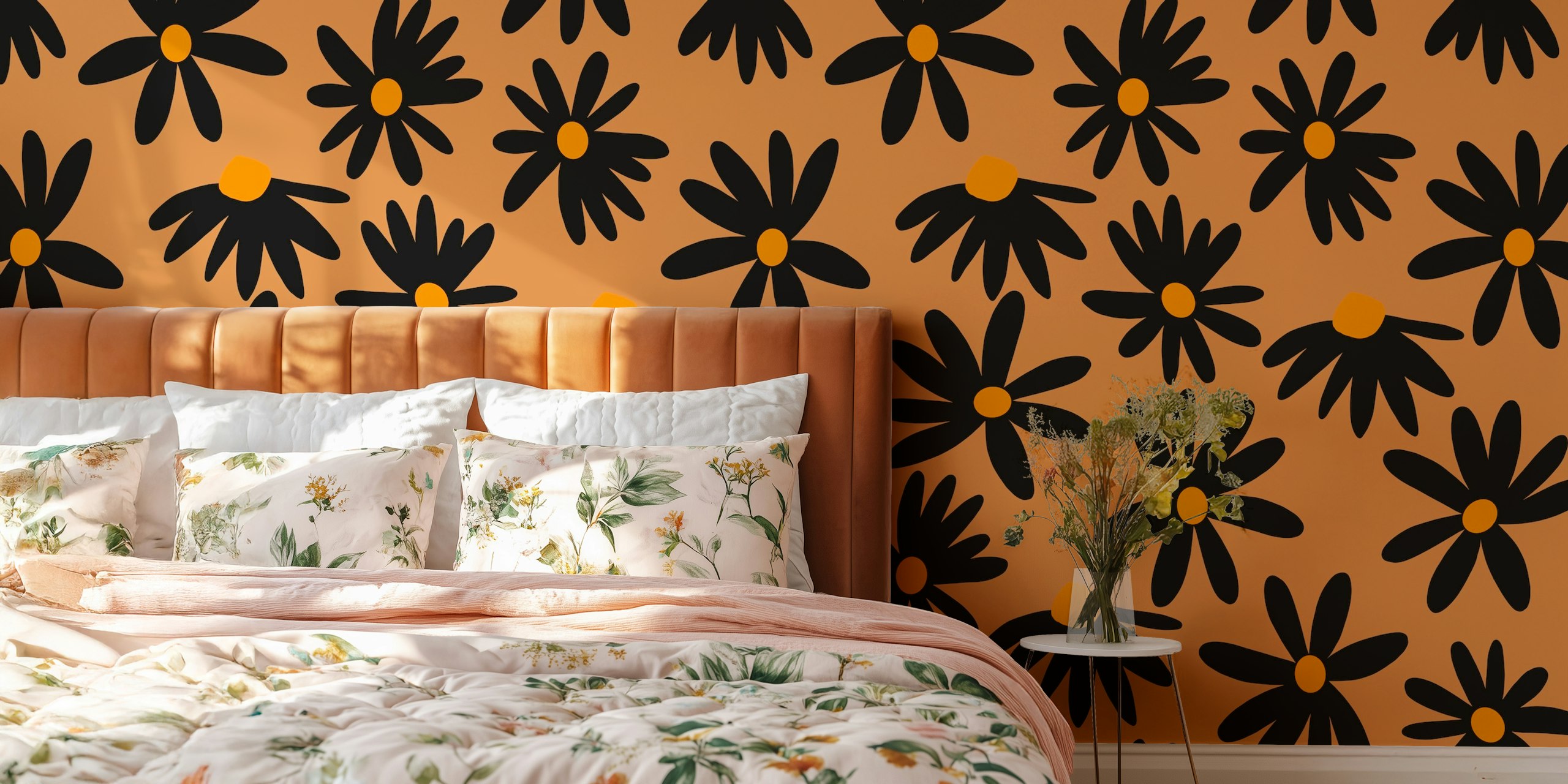 Retro Summer Night Daisies Pattern 3 i et rom