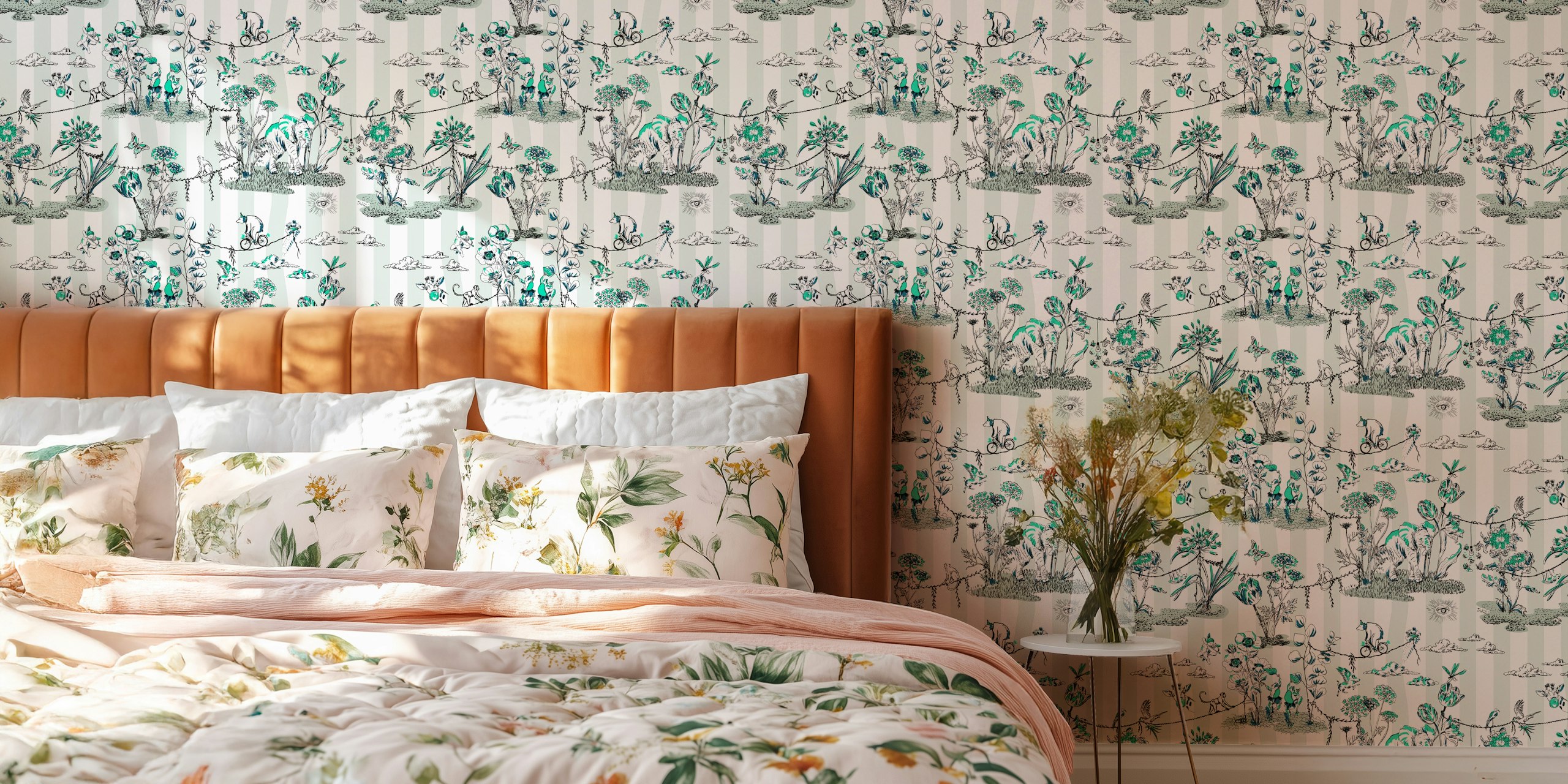 Whimsical jungle party tapet i et rom