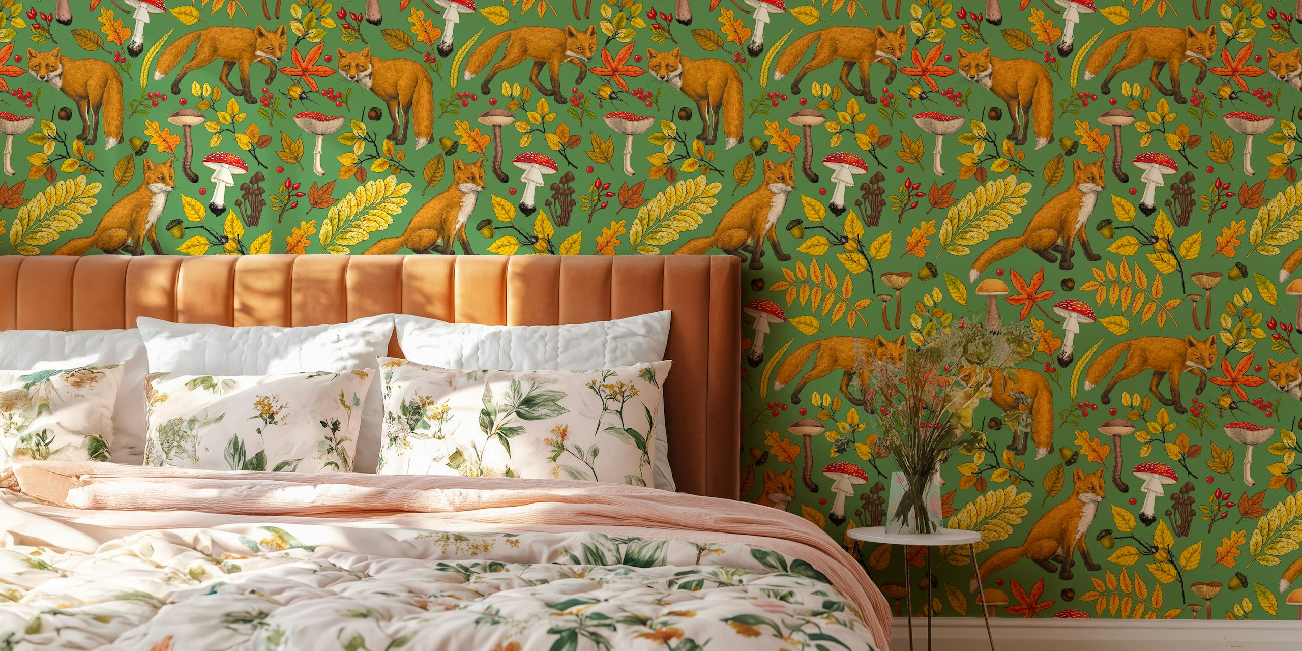 Autumn foxes wallpaper huoneessa