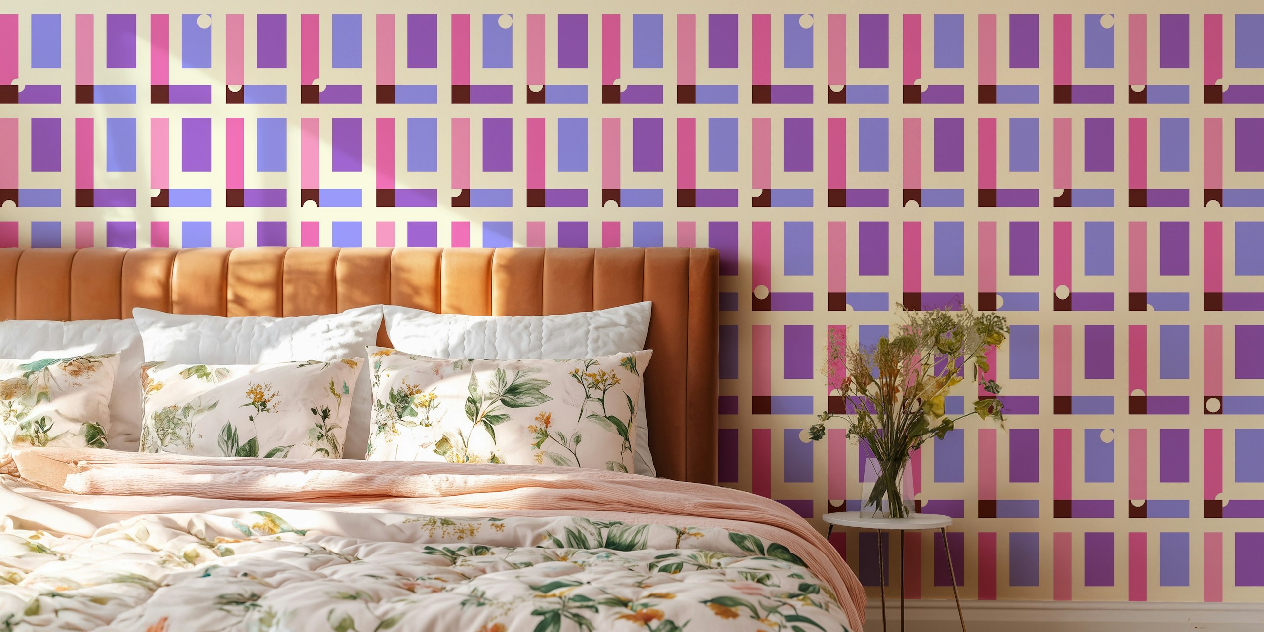 Retro checkerboard pattern in pink, purple, and fuchsia wallpaper