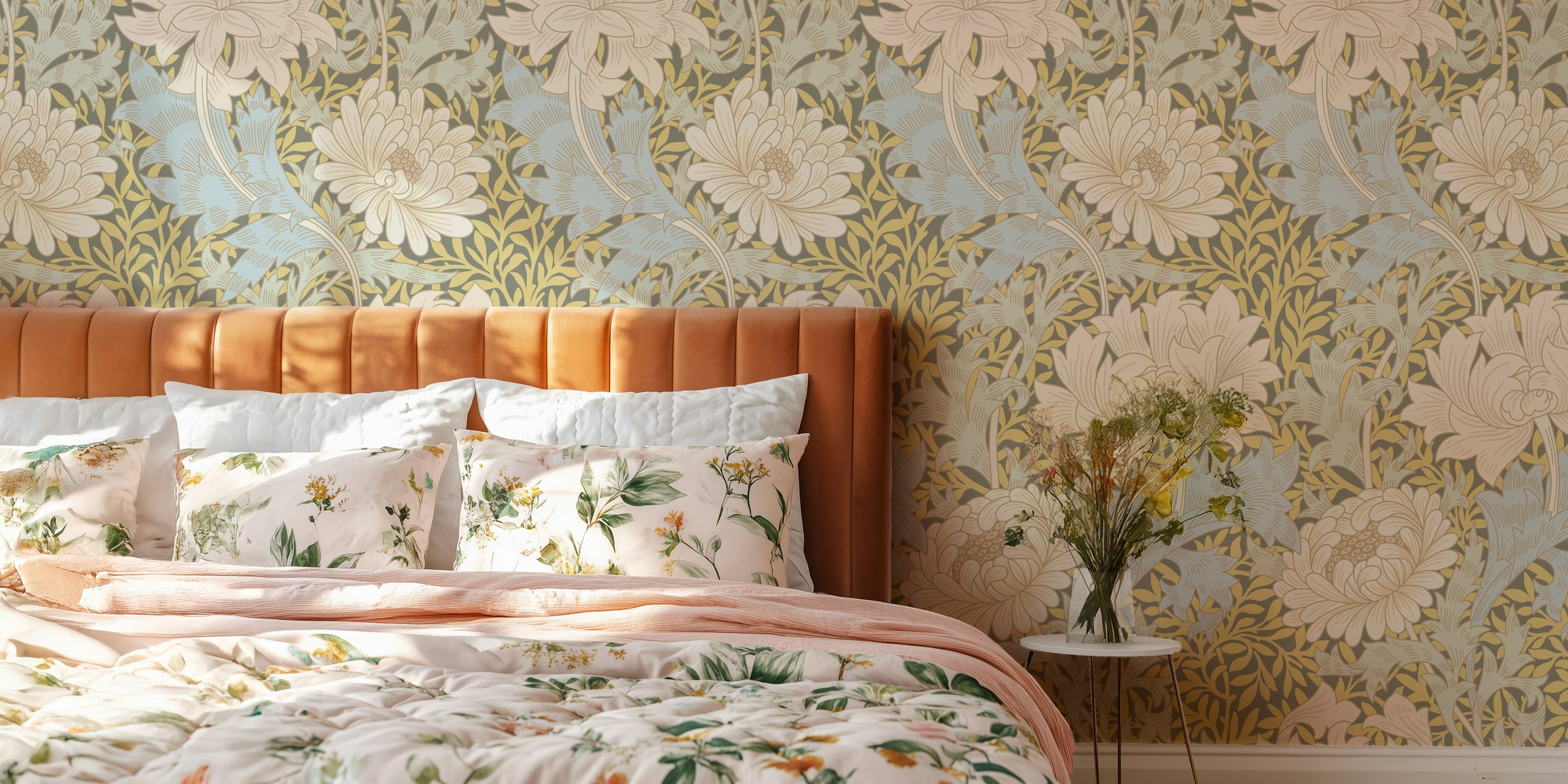 Victorian Chrysanthemum wallpaper in a room