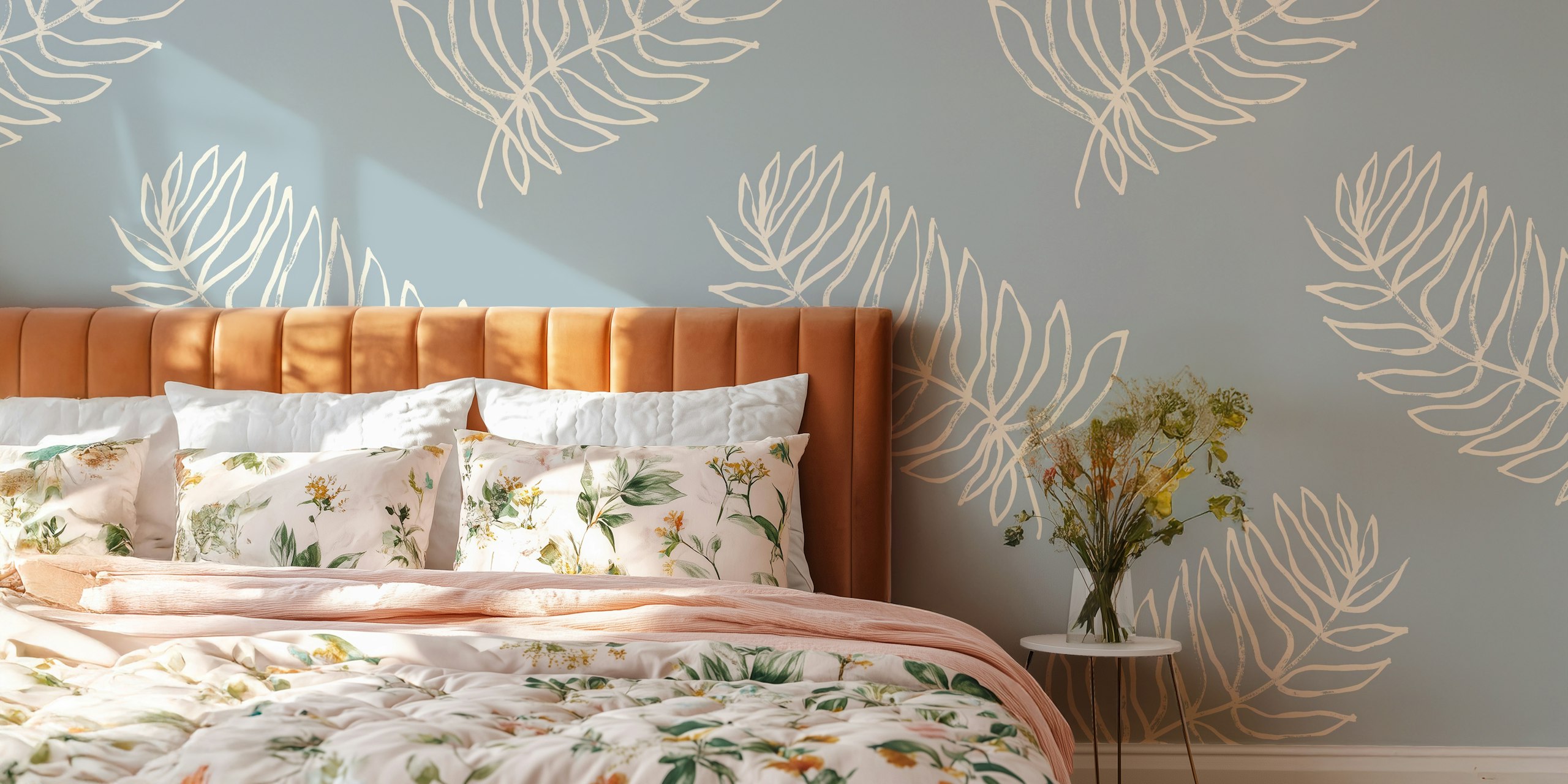 Floral wallpaper in a room