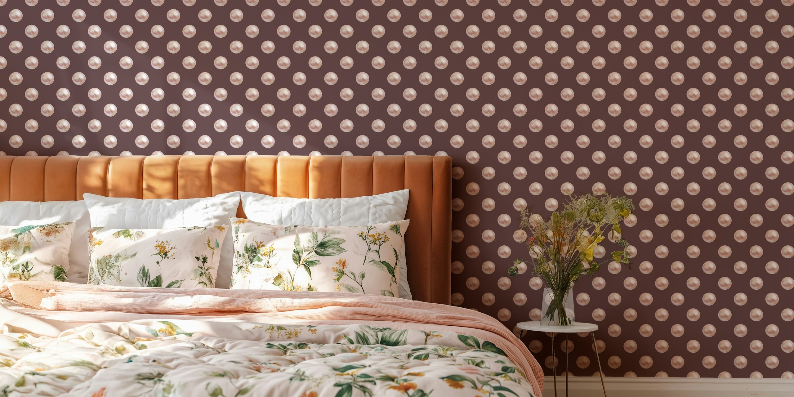 Pearl Polka Dots wallpaper in a room