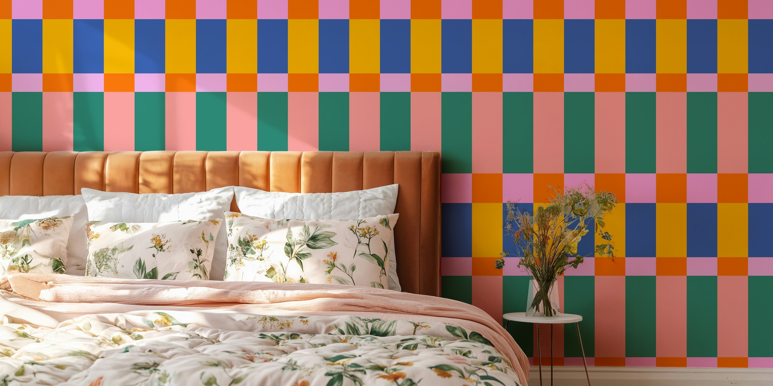 Papier peint à motifs de carrés géométriques Colorful