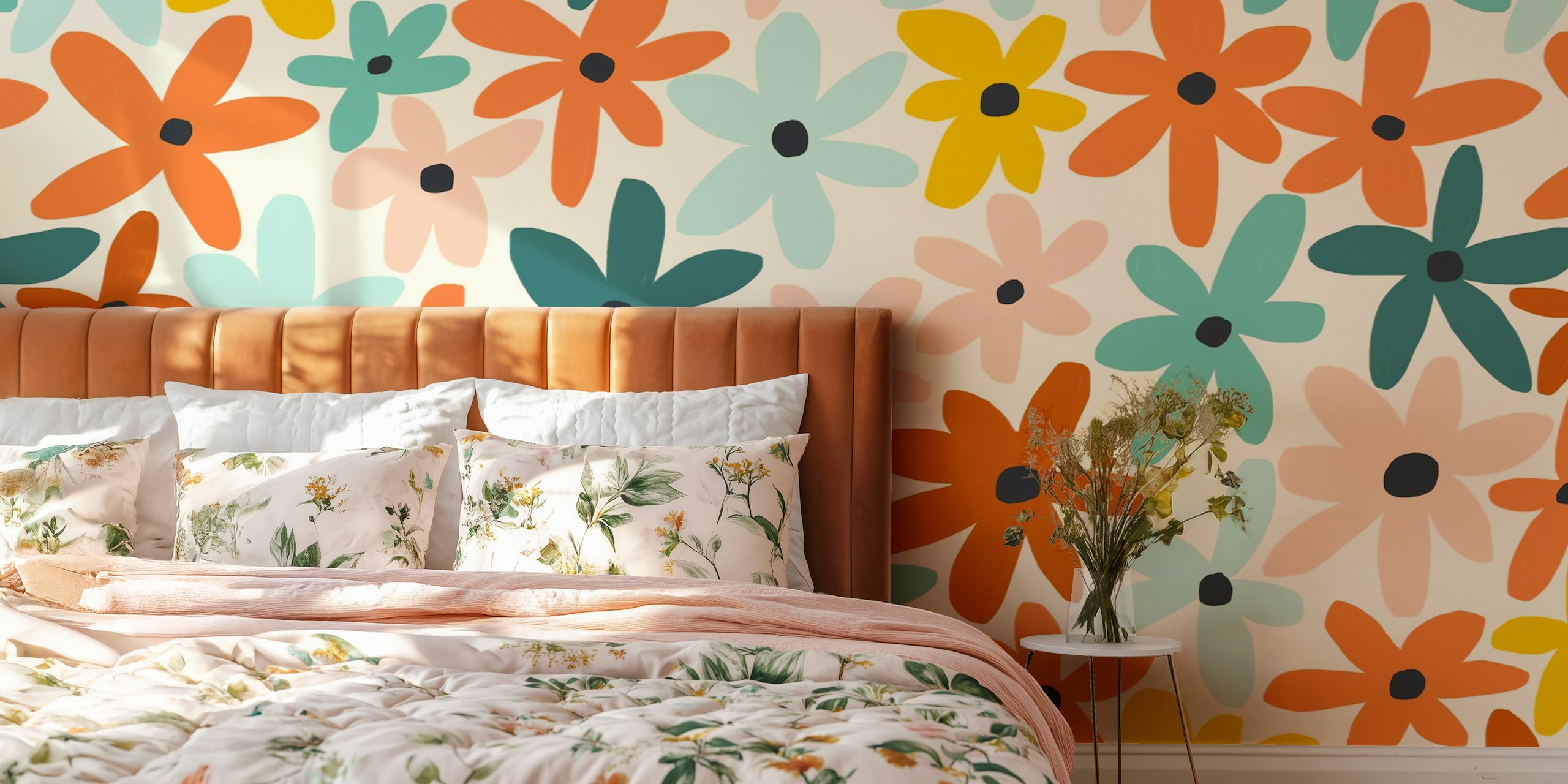 Joyful Flowers wallpaper in a room