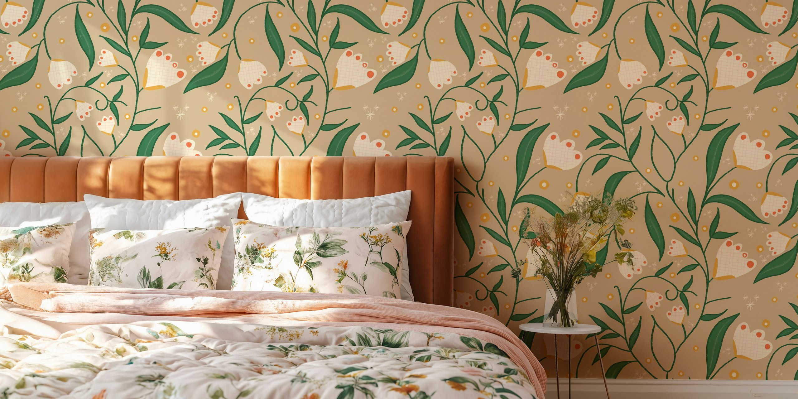 Meadow Spring Floral Sand tapetti huoneessa