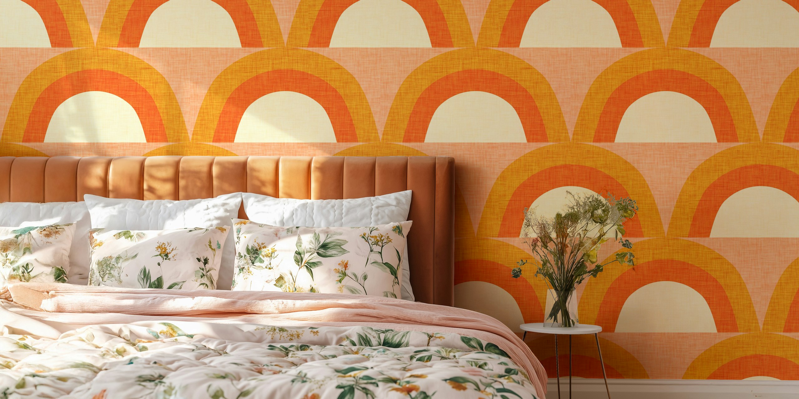 Papel de parede arco-íris de meio século em um quarto