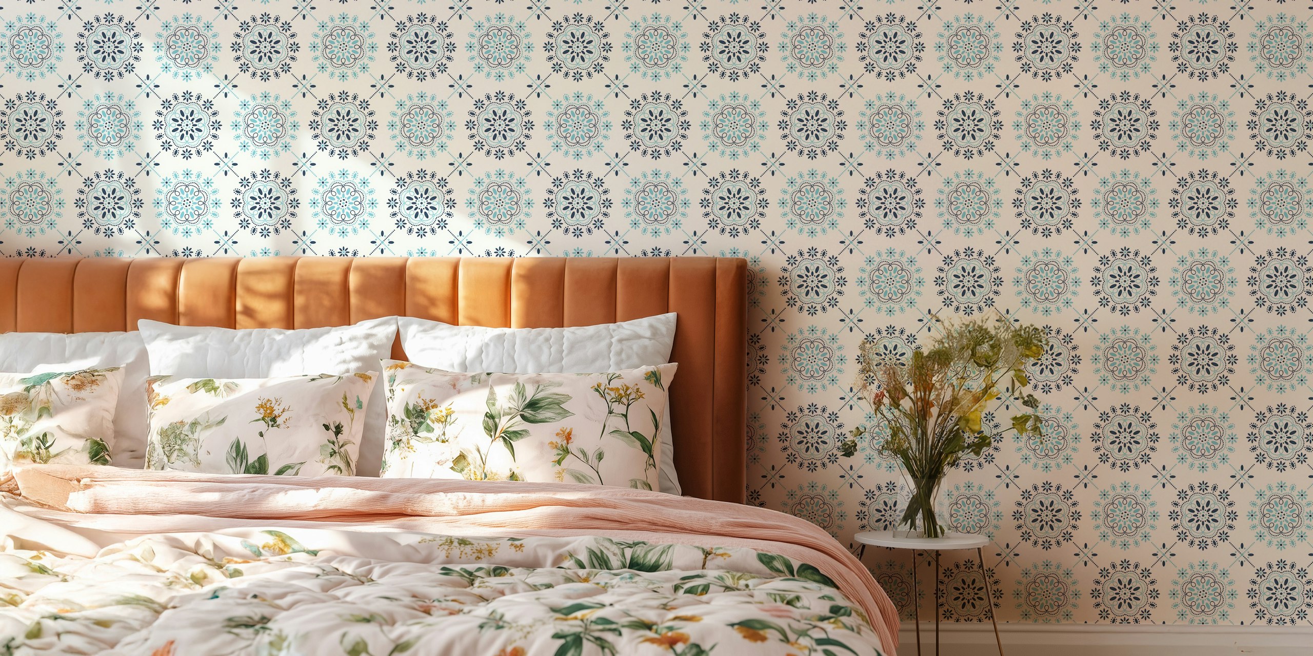 Design della carta da parati Blue and white kitchen tile