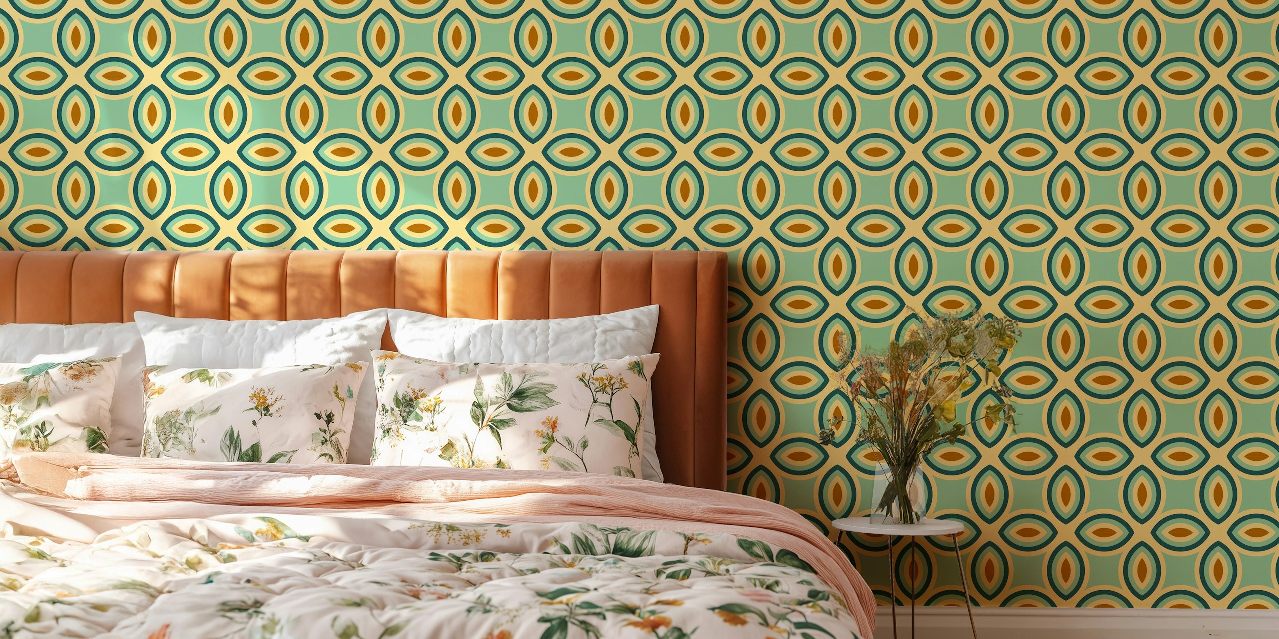 Geometric Tile - Retro Mint tapet i et rum