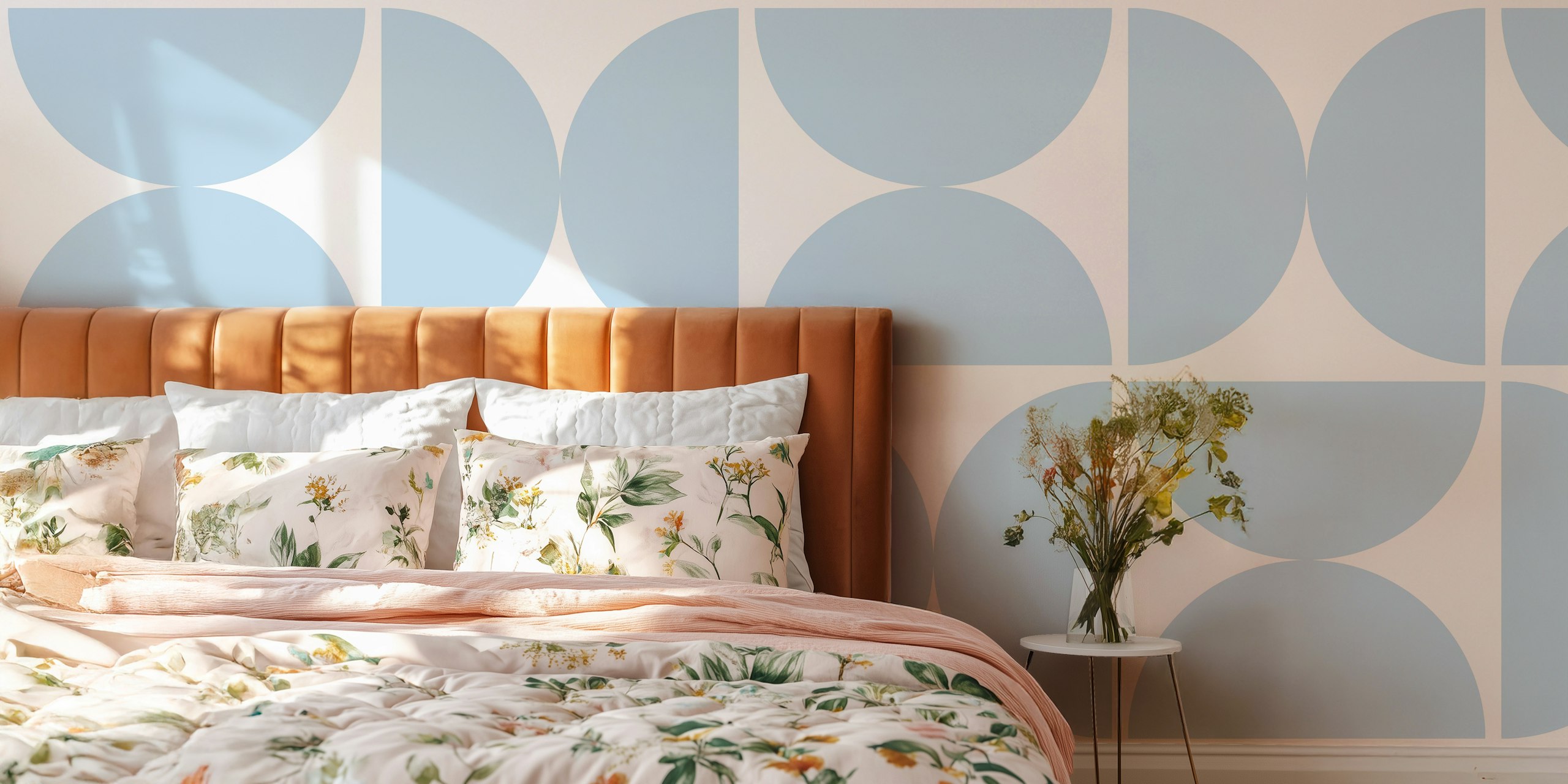 Semicircles - Air Blue and White tapeta u sobi