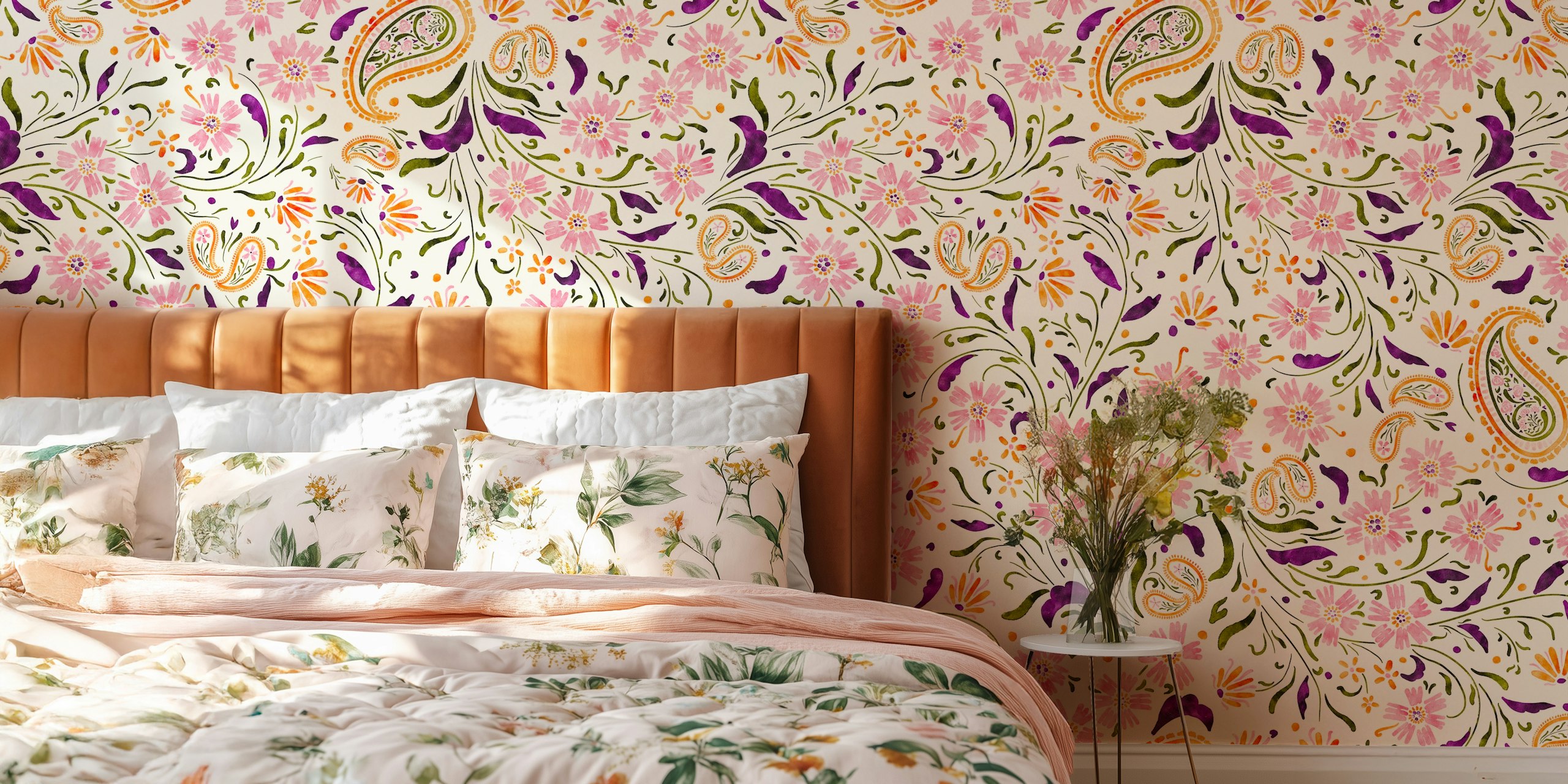 Floral paisley garden papier peint dans une pièce