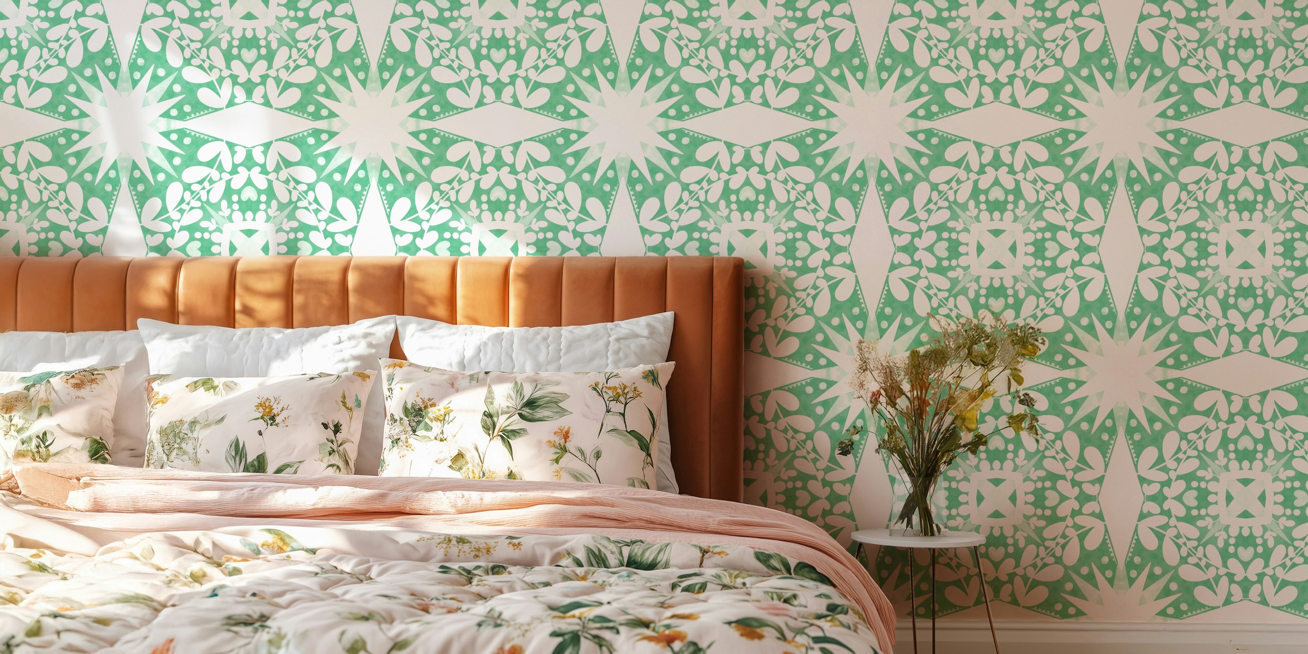 Modern nature starry tile G ταπετσαρία σε ένα δωμάτιο