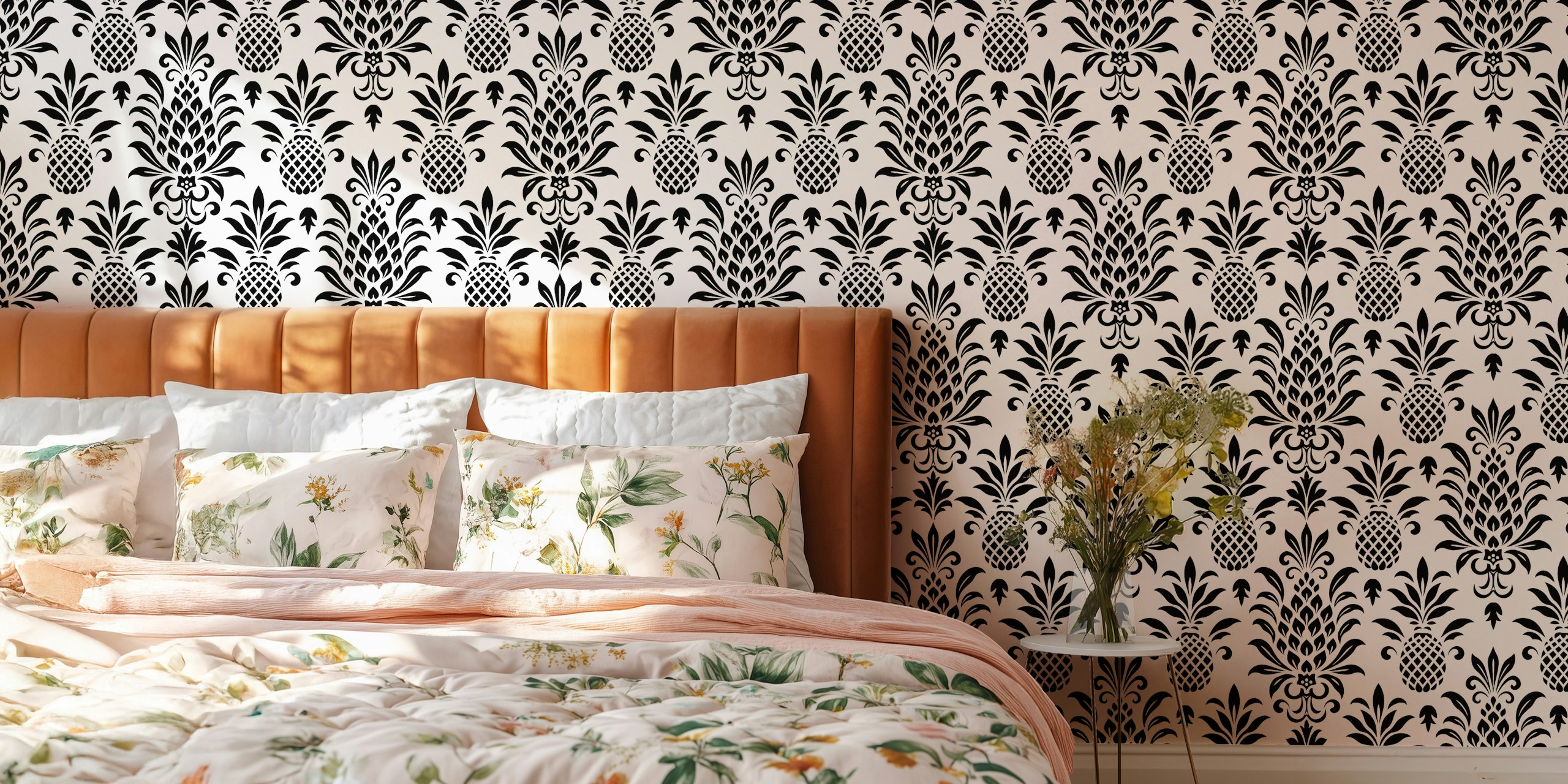 Papel de parede pineapple moderno em um quarto