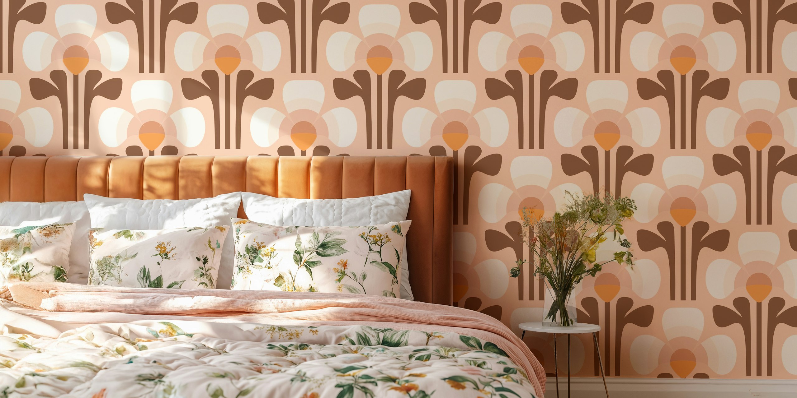 Retro clovers tapet i en rumsmiljö