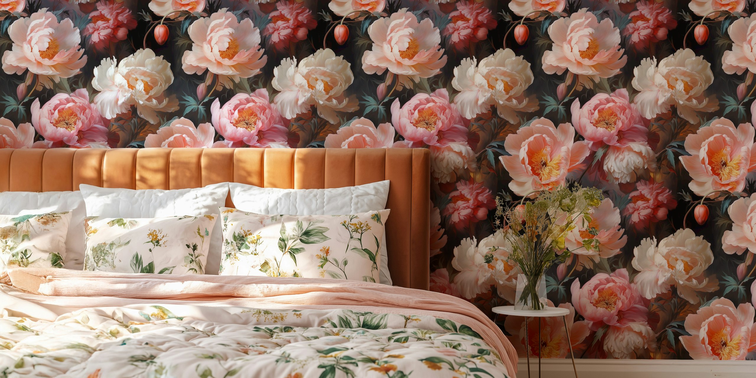 Pink Petal Paradise Wallpaper in a room