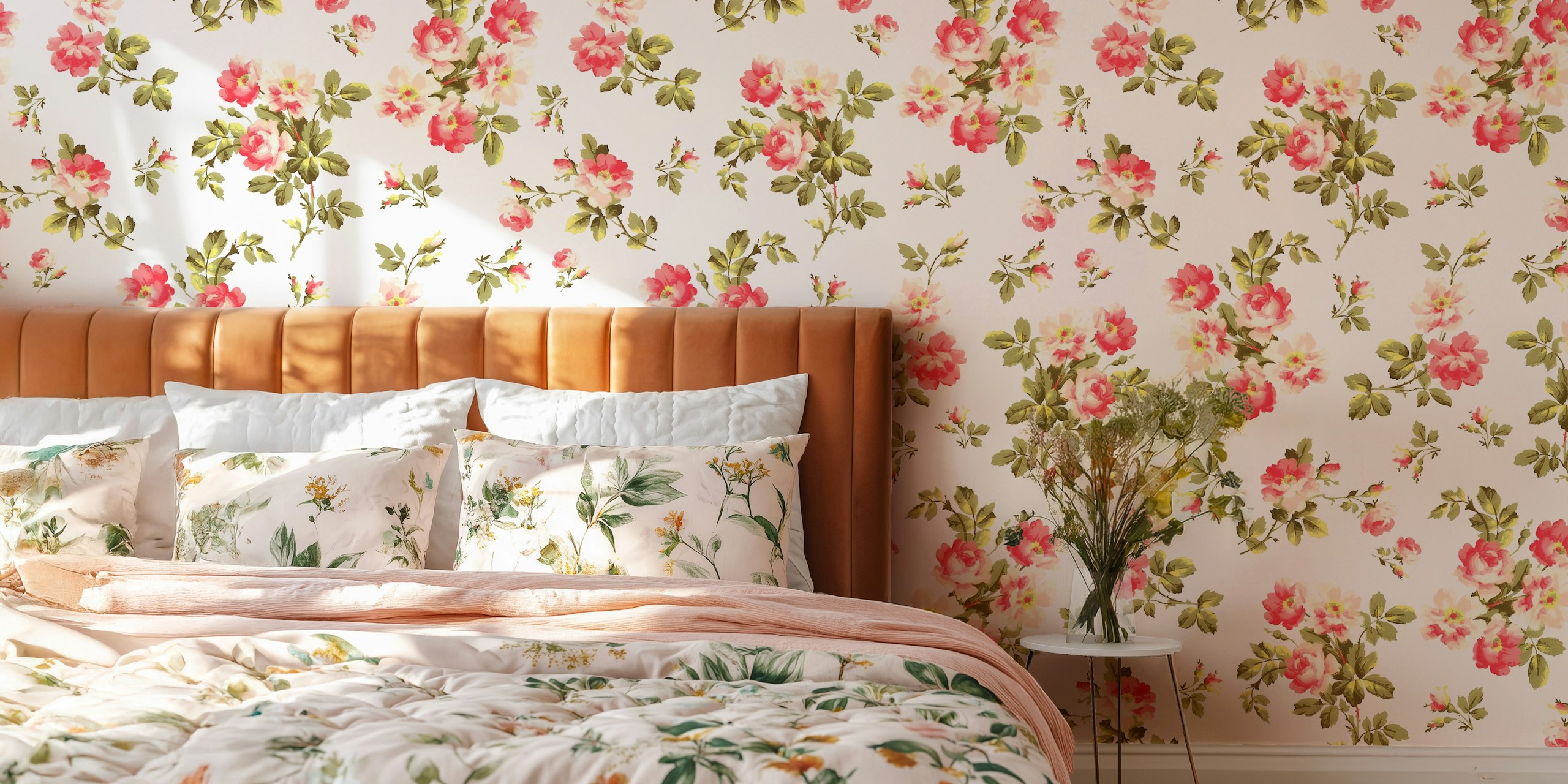 Scattered Rococo Chinoiserie Roses tapeta u sobi