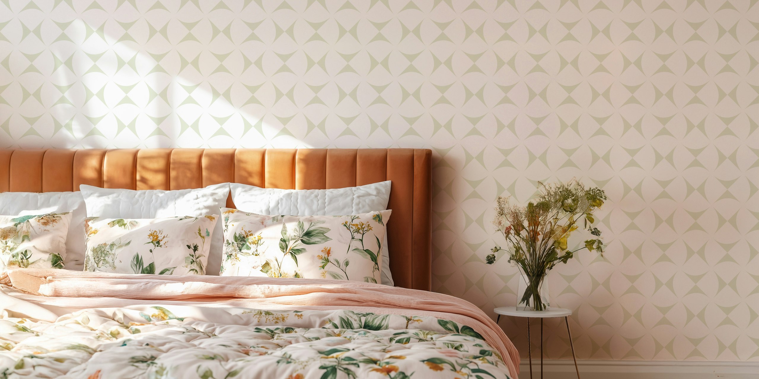 Abstract green geometric pattern wall mural