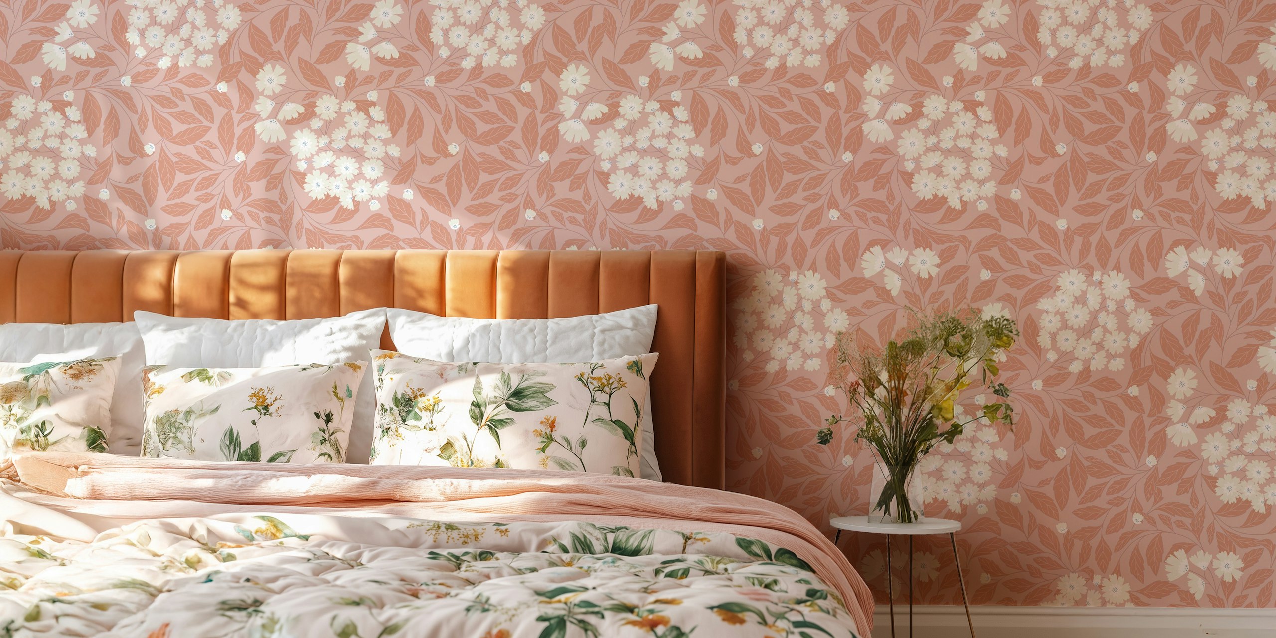 Dreamy wild blooms behang in een kamer