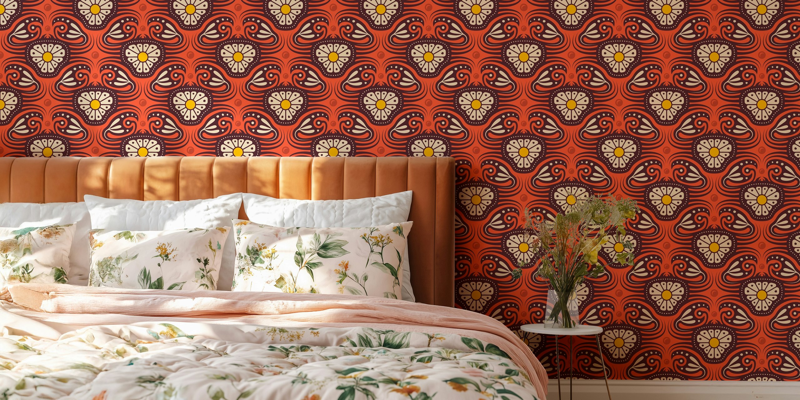 KF 0240 A - Vintage Retro Crab Floral tapetdesign.