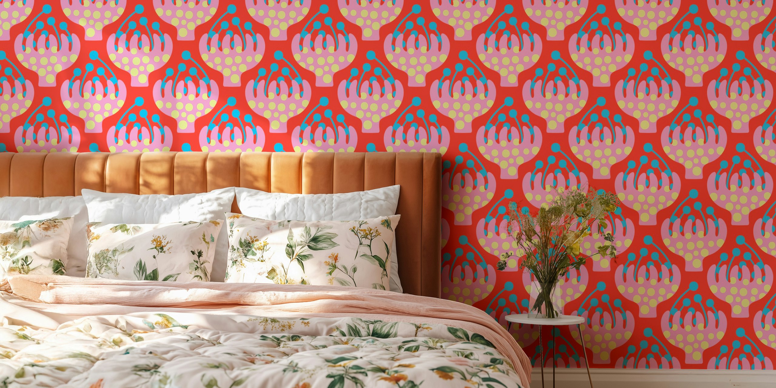 Floral Wallpaper In Pink And Coral Pattern