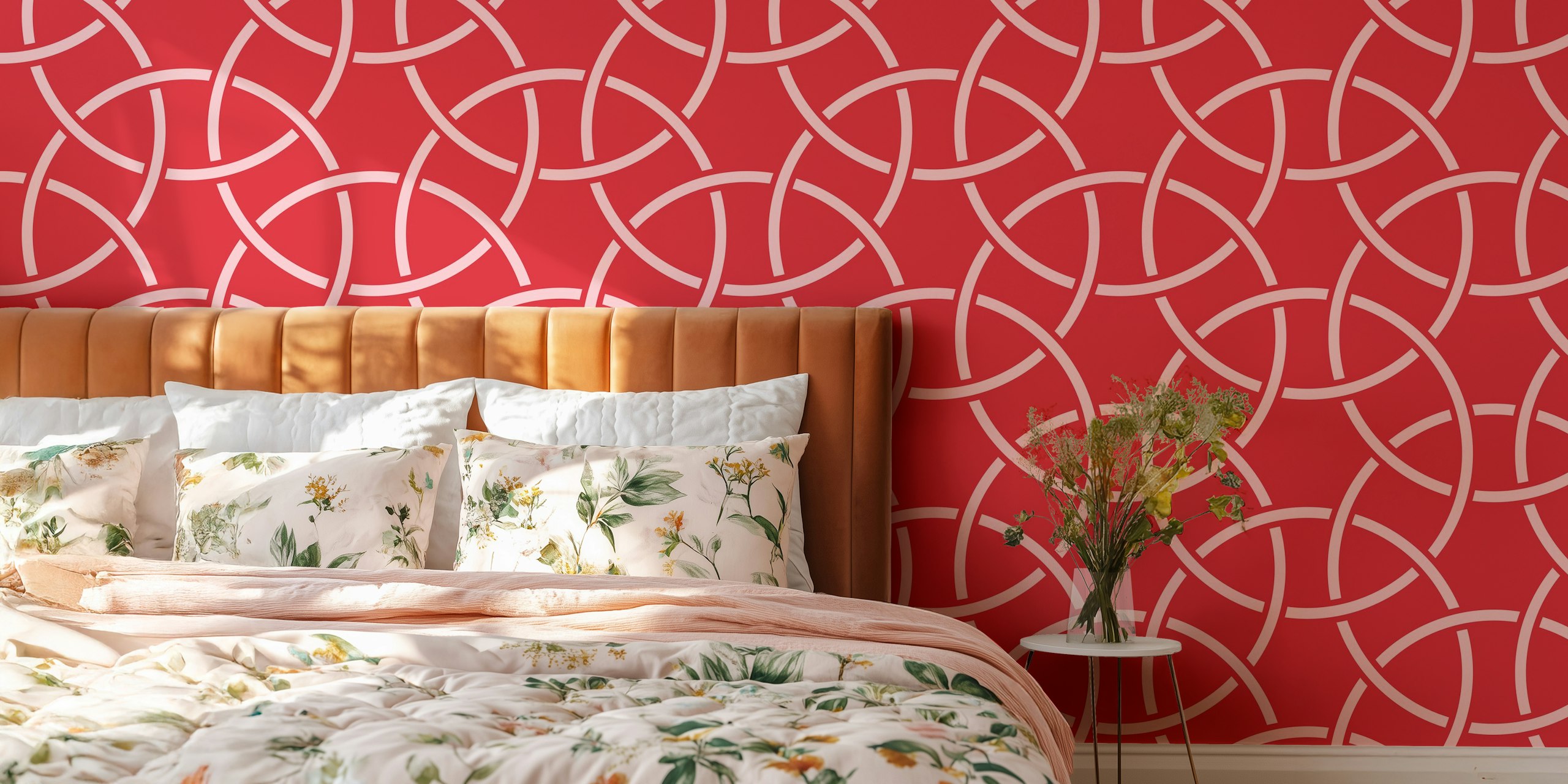 Papier peint rouge arabesque art style dans une chambre
